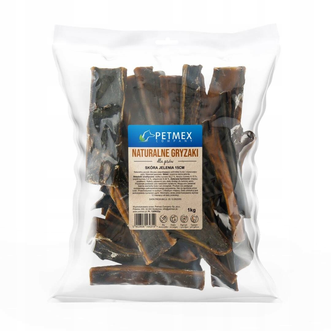 Petmex Jelení kůže 15cm Přírodní Psí Pamlsek psy 1kg