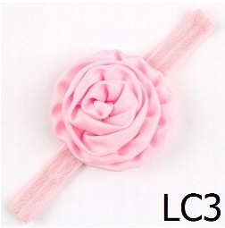 LC3* Satynowa Opaska Kwiat Chrzest Roczek RÓŻOWA