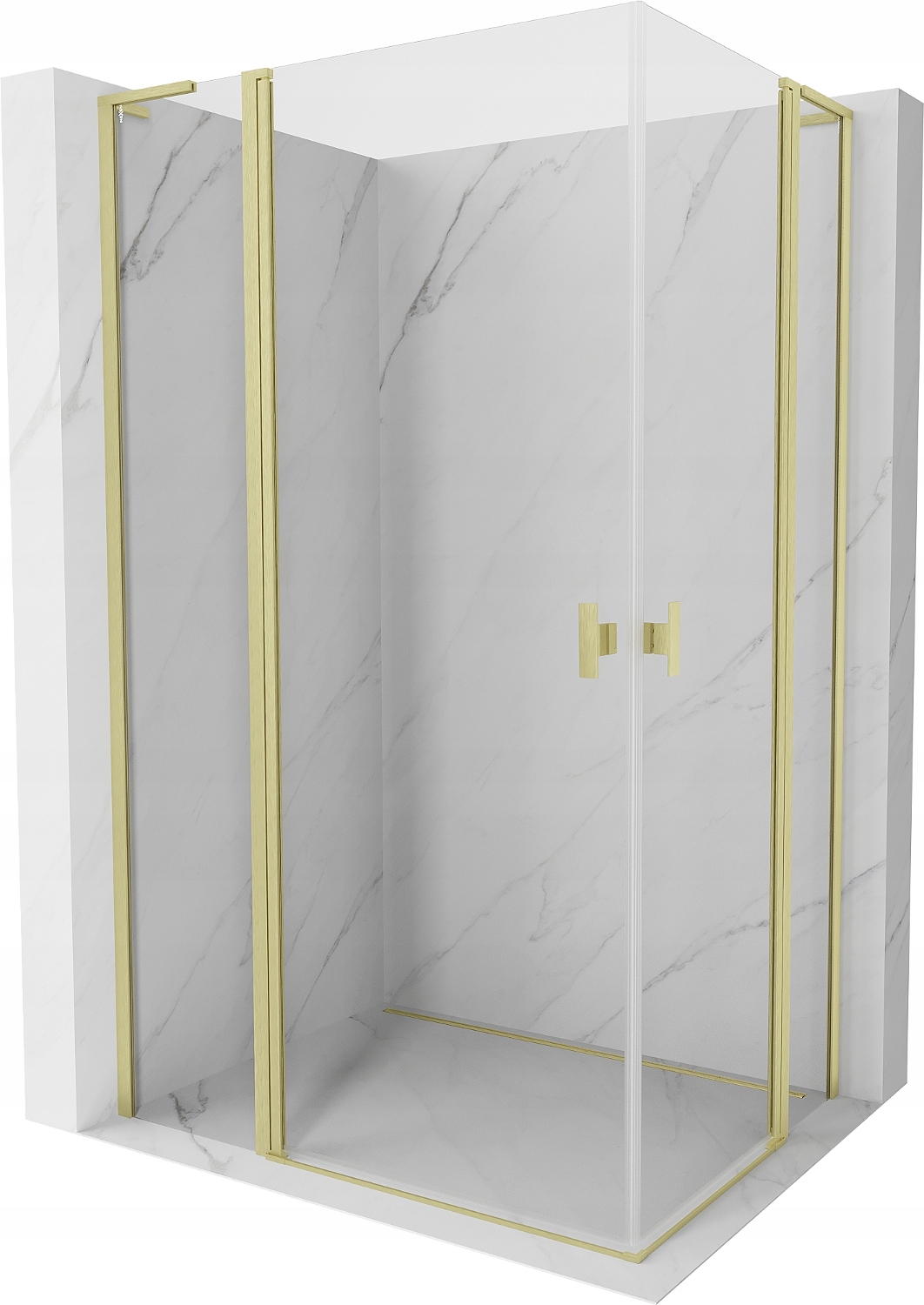 Mexen Mist L Duo Kabina Prysznicowa 95X90 CM Transparent Złota Szczotka