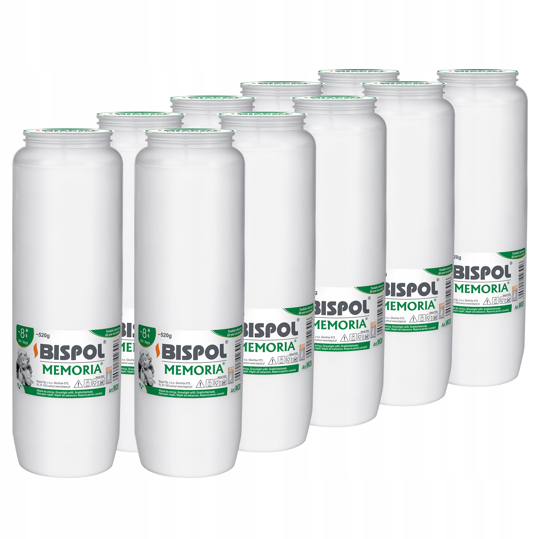 

Wkłady olejowe 10 sztuk WO8 Memoria 8 dni Bispol