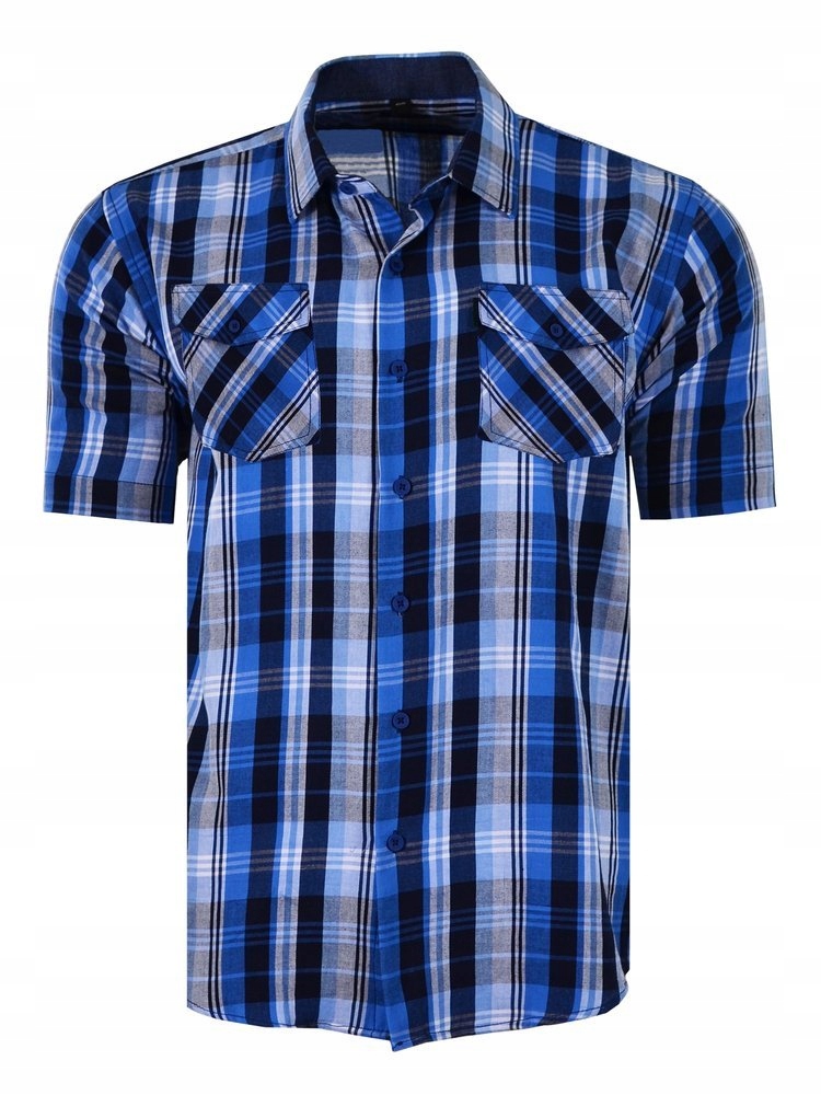 

50/51 Koszula Kratka Niebieska Krótki Duża