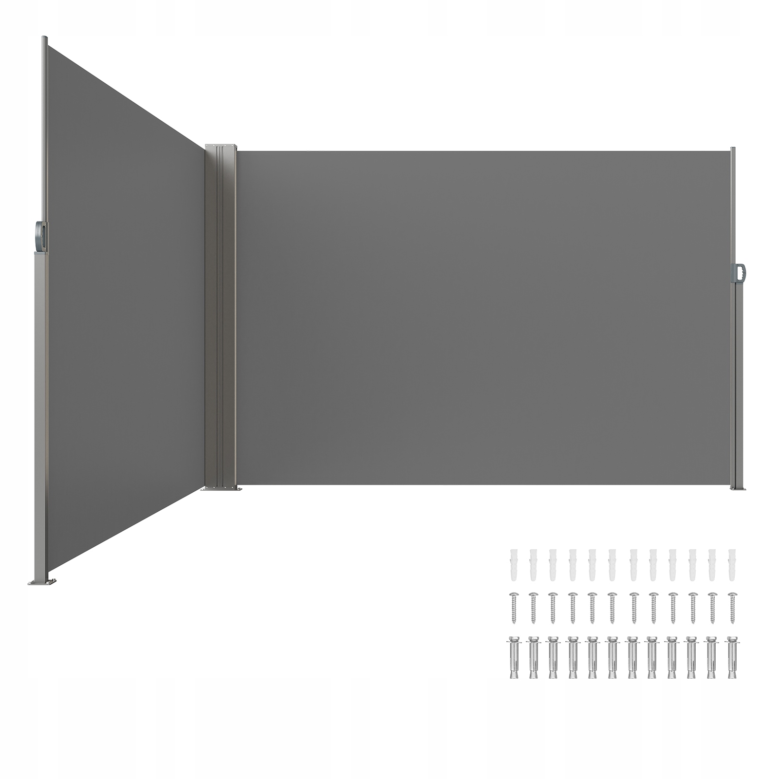 Bočná Markíza Vevor 200 X 600 CM Sivá Polyester 180 G, Pevný Železný Rám