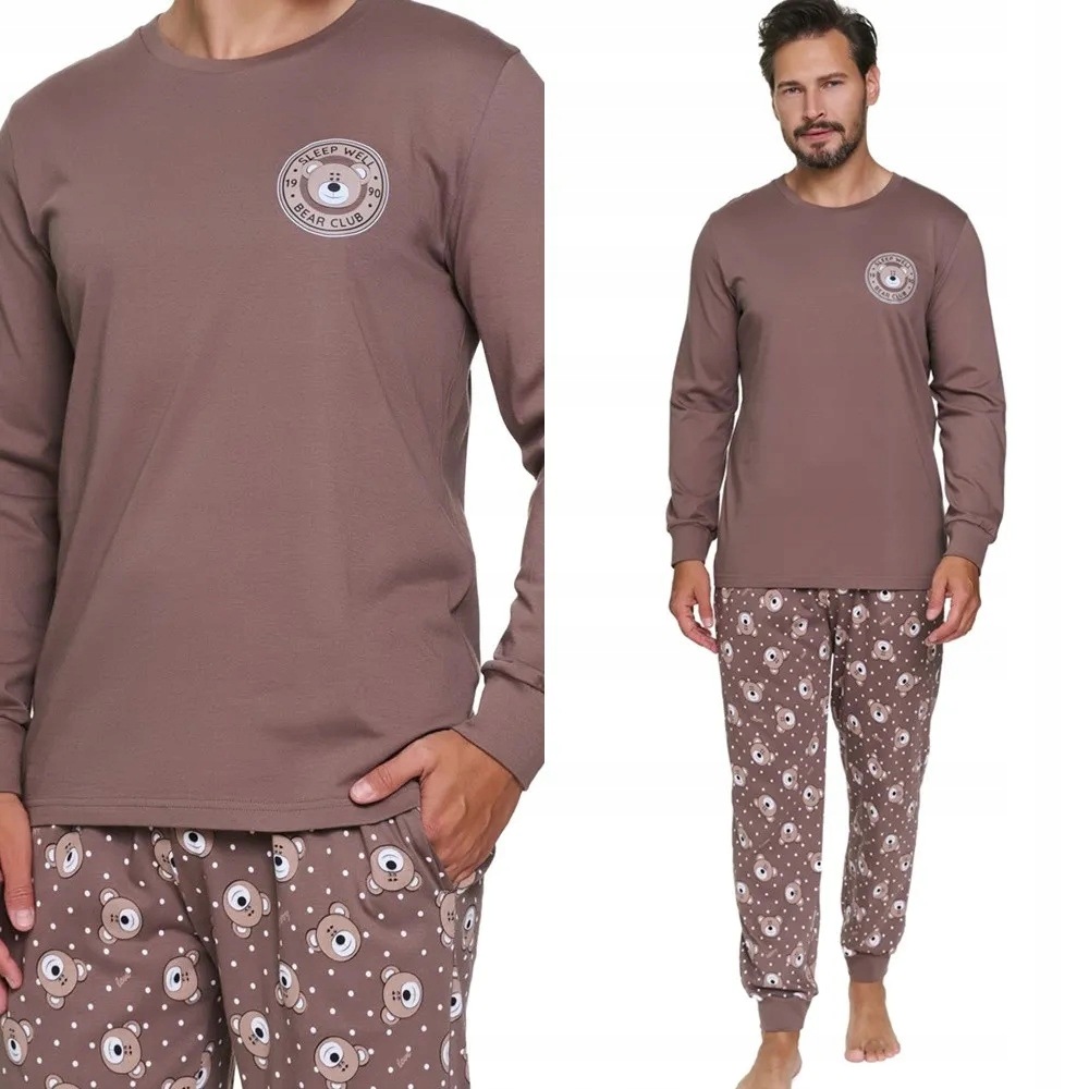 Pánské pyžamo Doctor Nap 7508 Bear club L 48 Hnědá