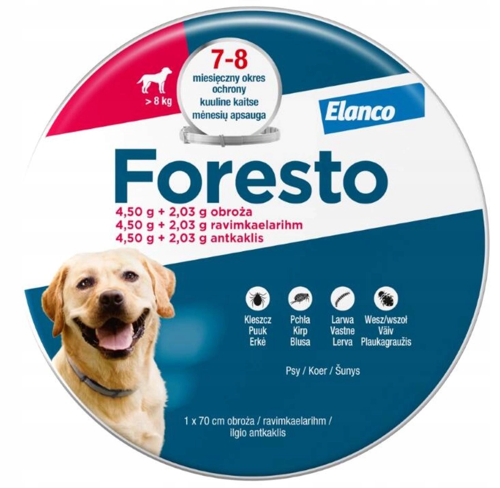 Foresto Obroża dla psa powyżej 8kg długość 70cm Elanco