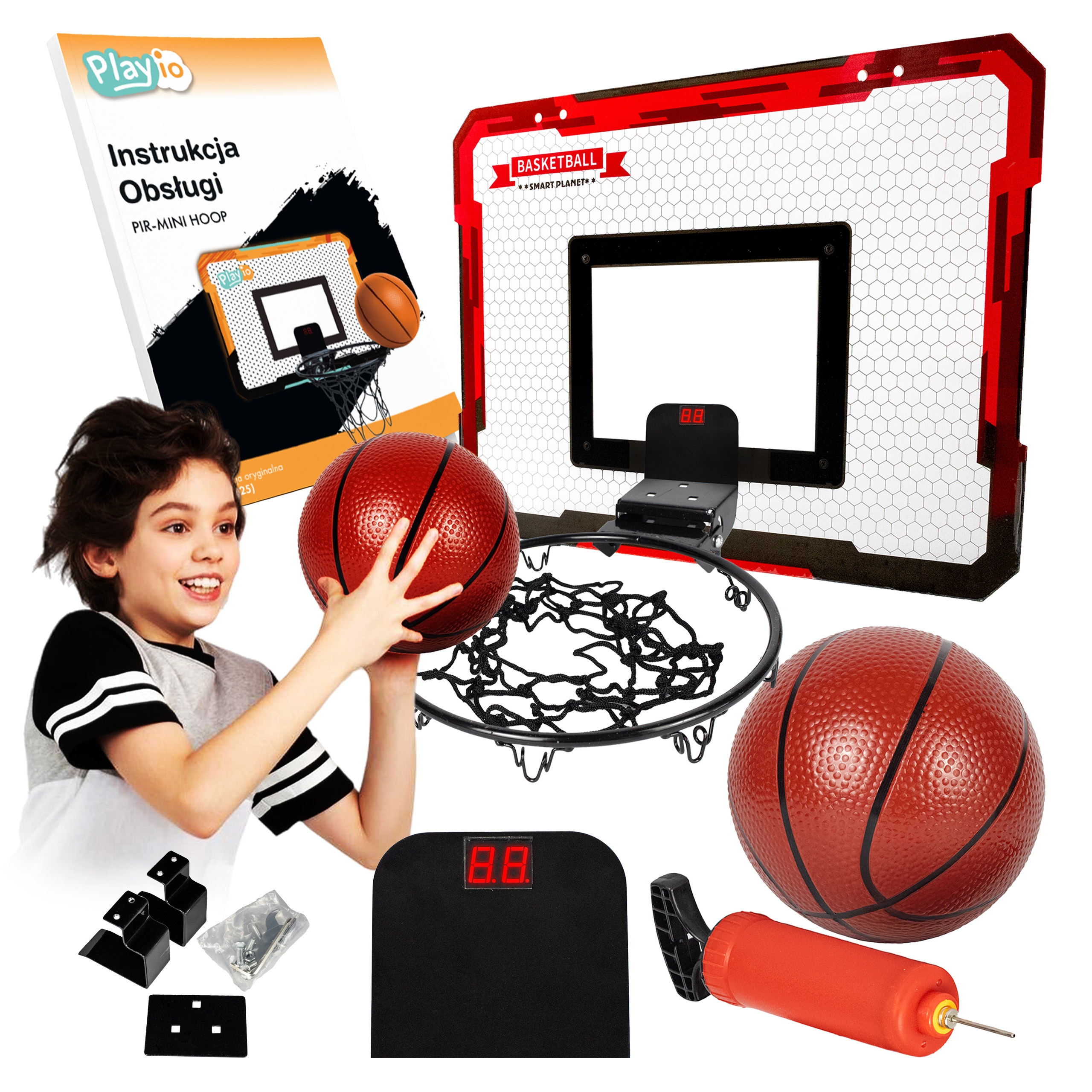 Zestaw do koszykówki dla dzieci mini kosz przenośny tablica na drzwi Playio