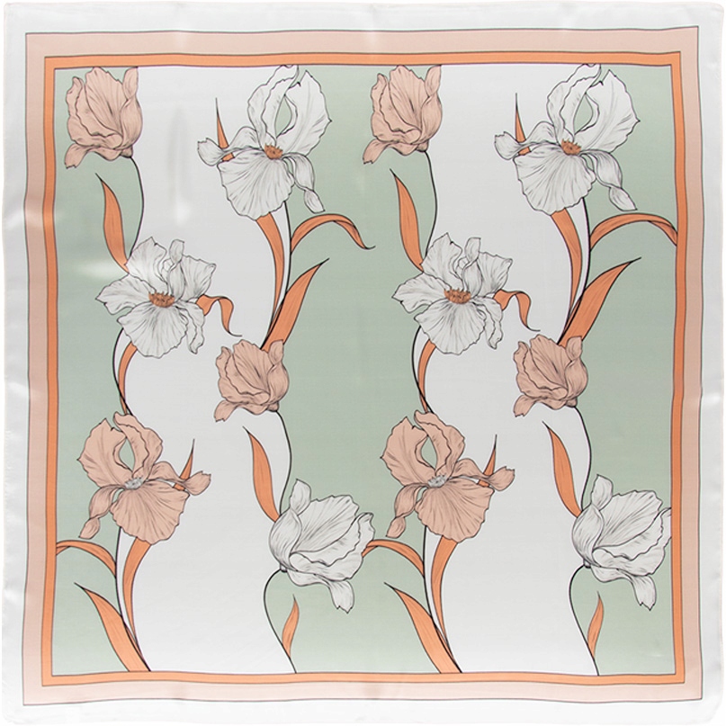 Dámská hedvábná šála Velká šála 100% hedvábí 88 x 88 cm Šála Květiny