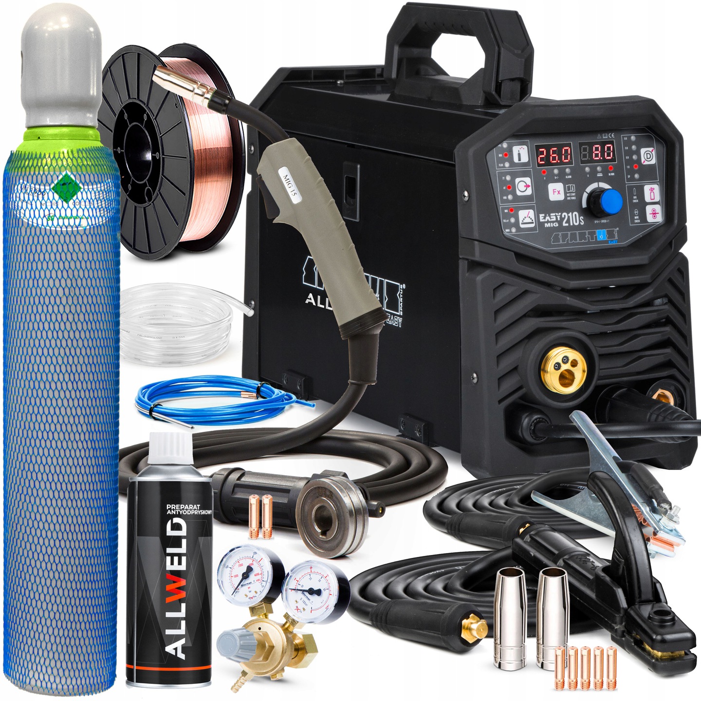 PÓŁAUTOMAT SPAWALNICZY SPAWARKA SPARTUS EASY MIG 210S MMA TIG ALU SYN 3W1