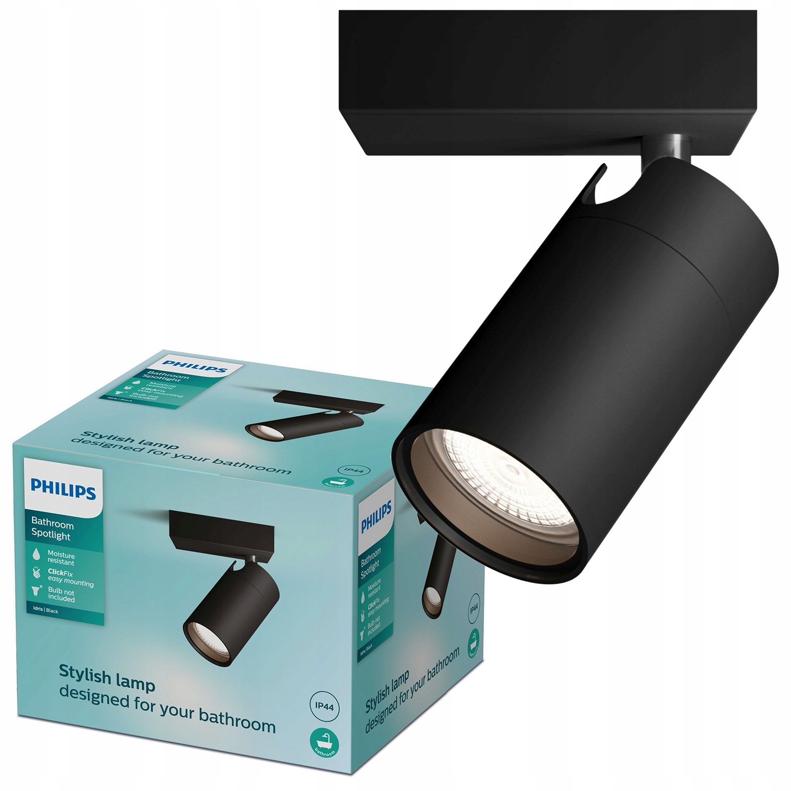 Stropní Svítidlo do koupelny IP44 GU10 Led Reflektor Černý Spot Idris Philips