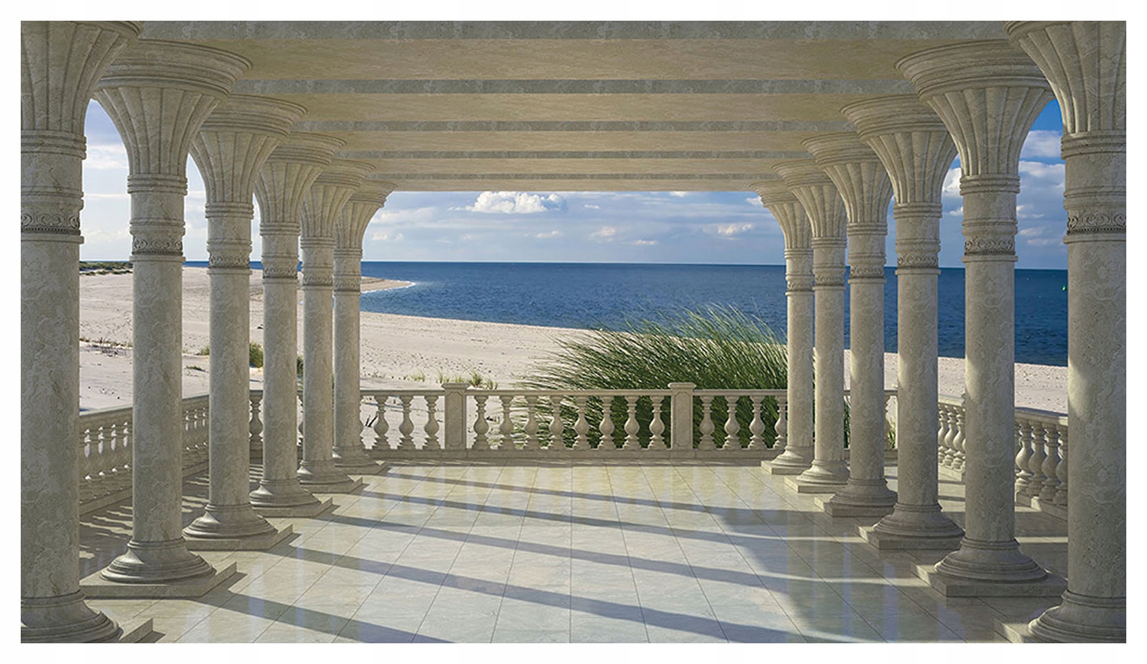 Fototapeta Balkon s výhledem na moře, kolonáda 200x140 lepidlo