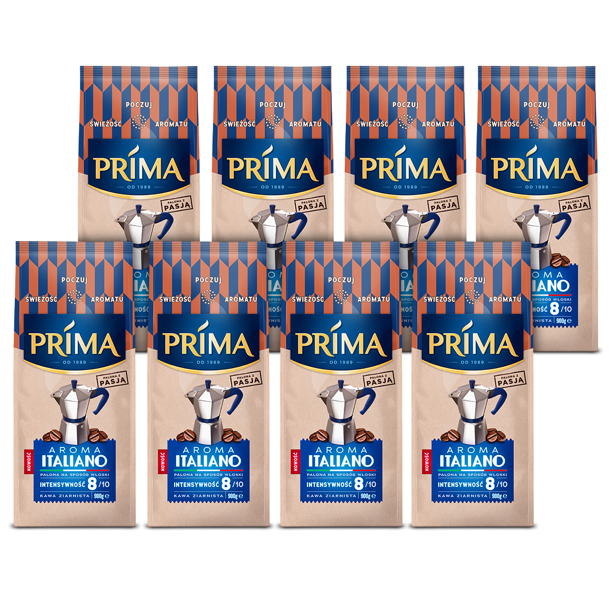 Zestaw kawa ziarnista Prima Aroma Italiano 8x 900g