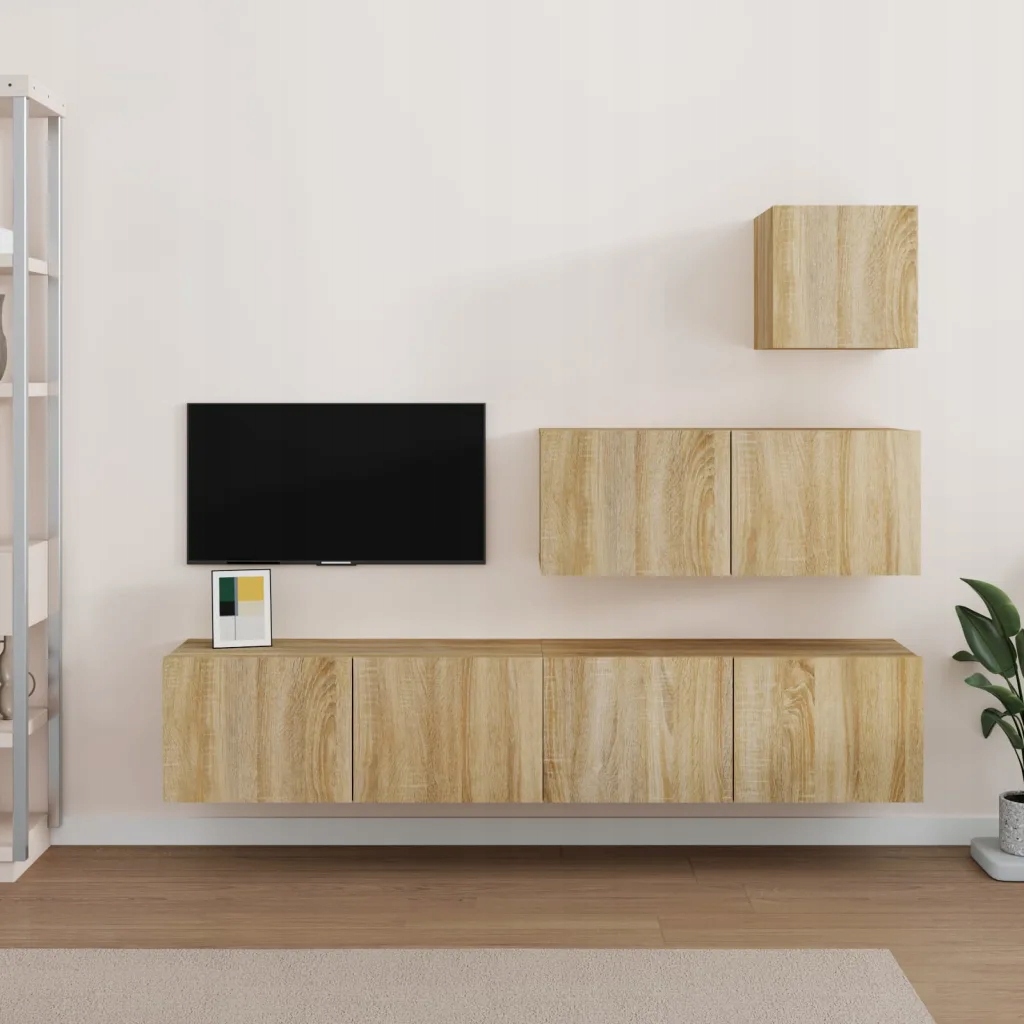 4dílný set Tv skříněk dub sonoma kompozitní dřevo Hnědá 3114648