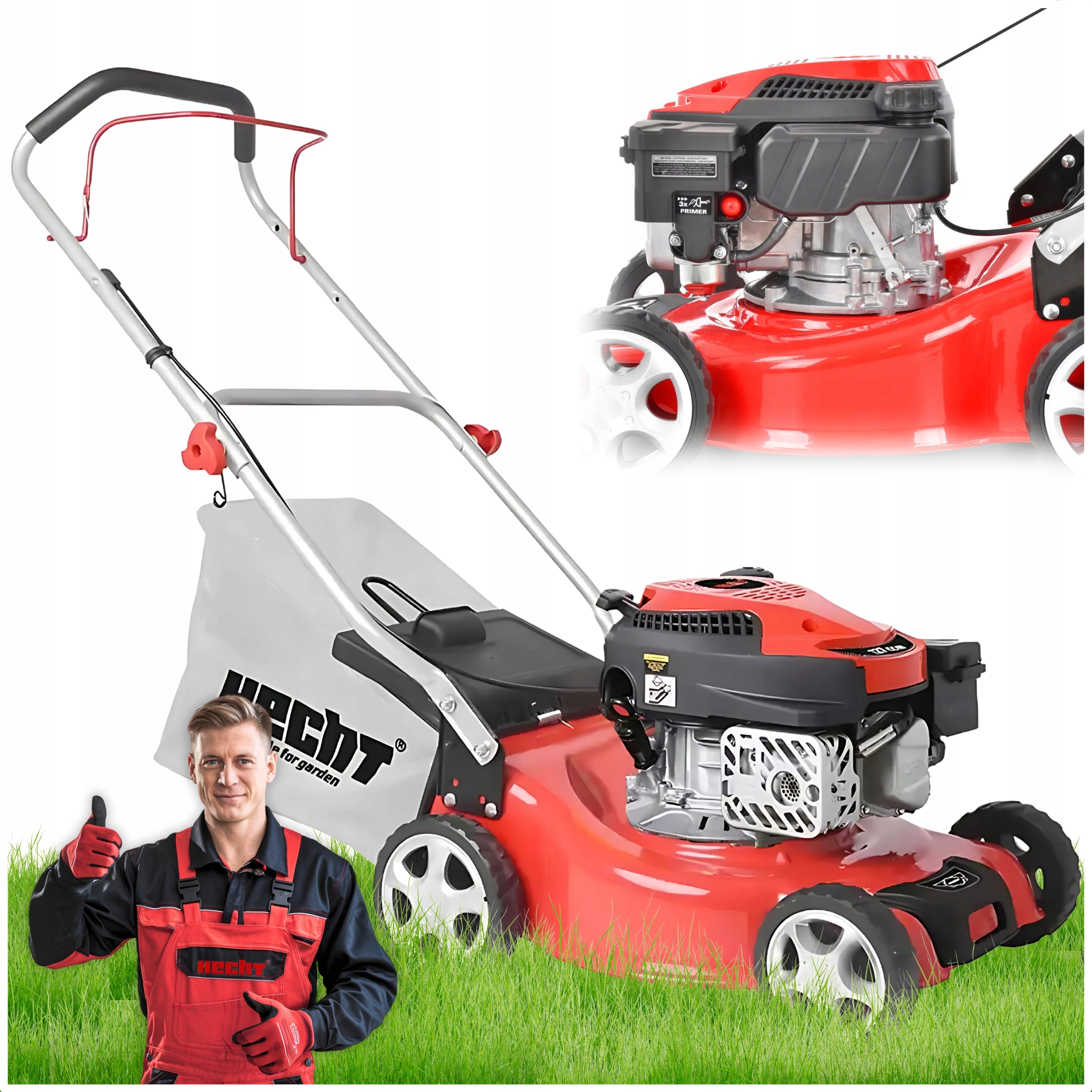 Kosiarka Do Trawy Spalinowa Hecht 540 Silnik 127CM3 Kosz 40L Metalowa Obudo