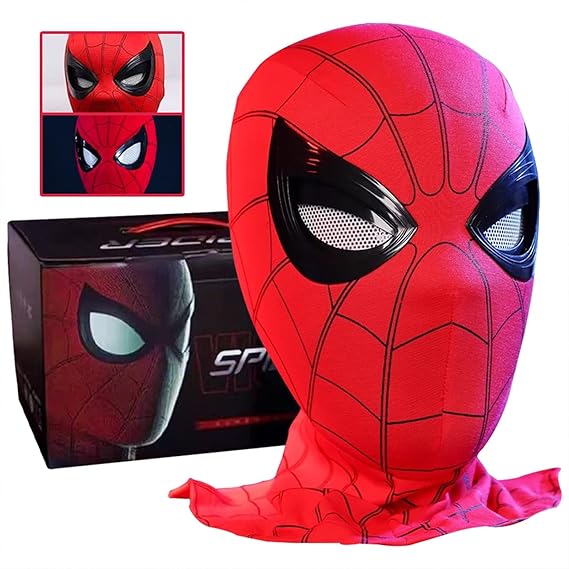 MASKA SPIDER-MAN Z PODŚWIETLENIEM OCZU RUCHOME ELEMENTY ZAMEK LED