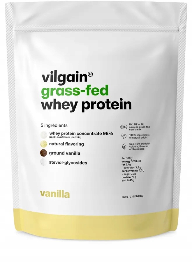 Vilgain Vanilla protein z mléka krav krmených trávou 1 kg