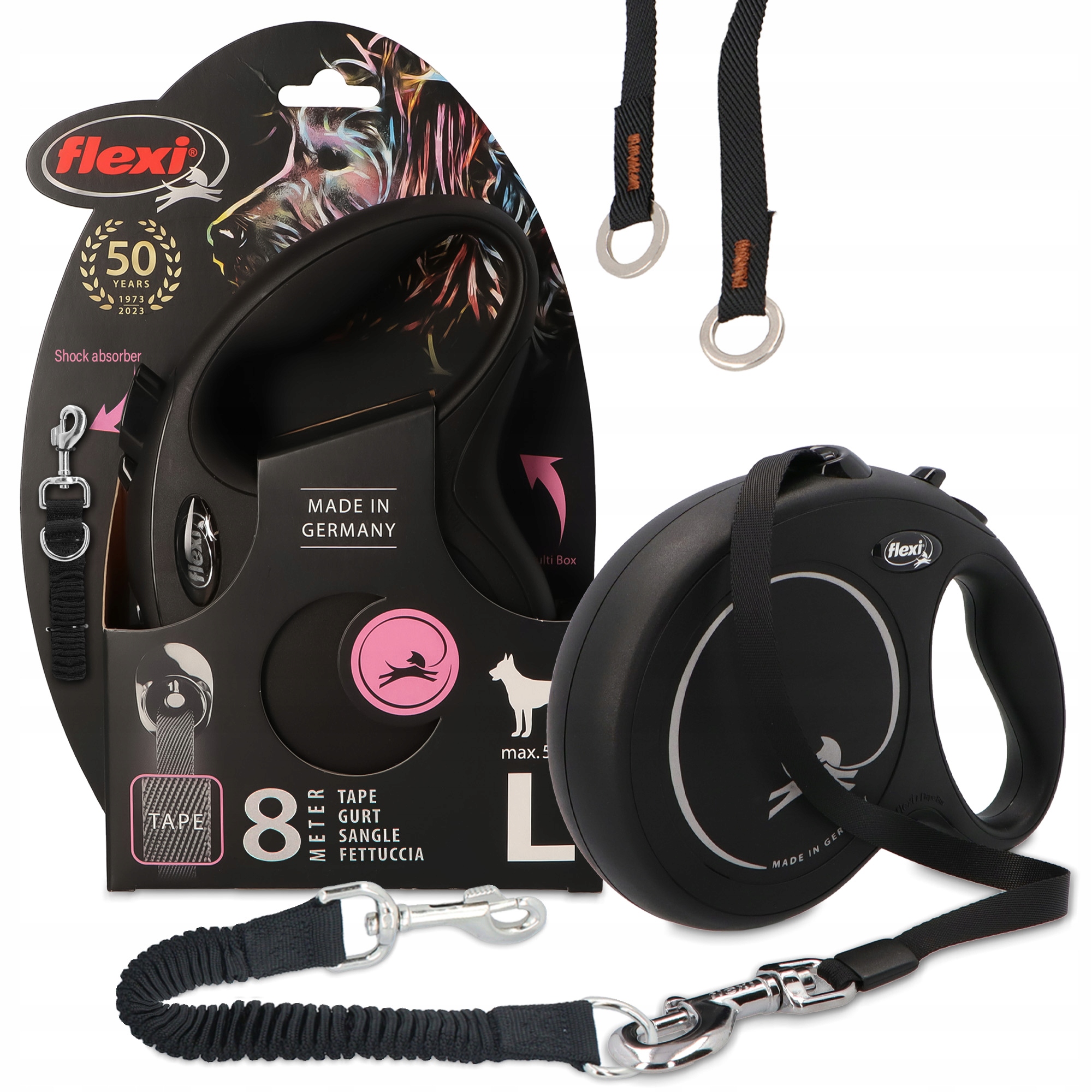 Smycz Automatyczna 5m Taśma Amortyzator do Smyczy Szarpiącego Dużego Psa 3O