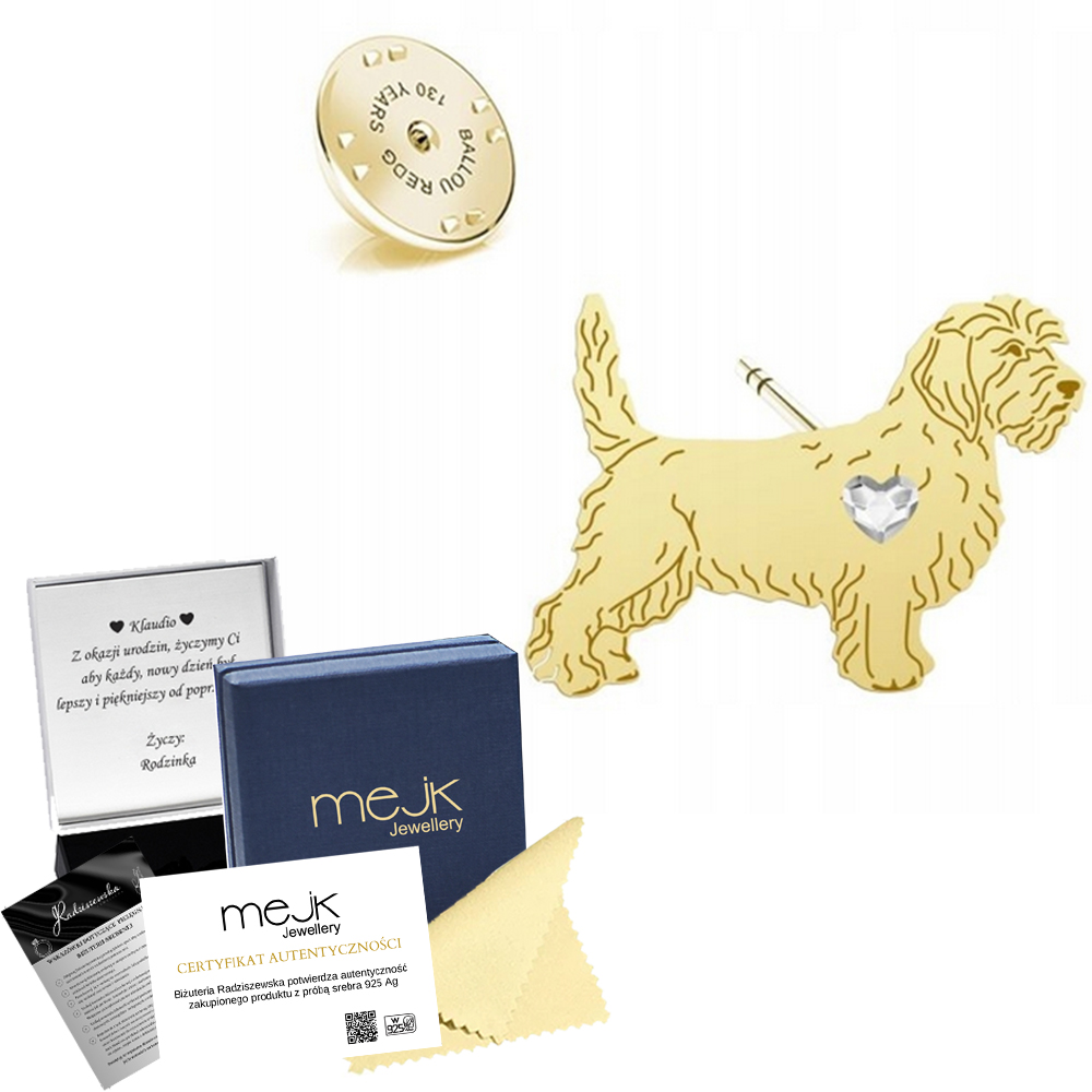 Odznak Zlatá Malá Basset Gryfon Wandejský 925 Žena Šperky Dedikace