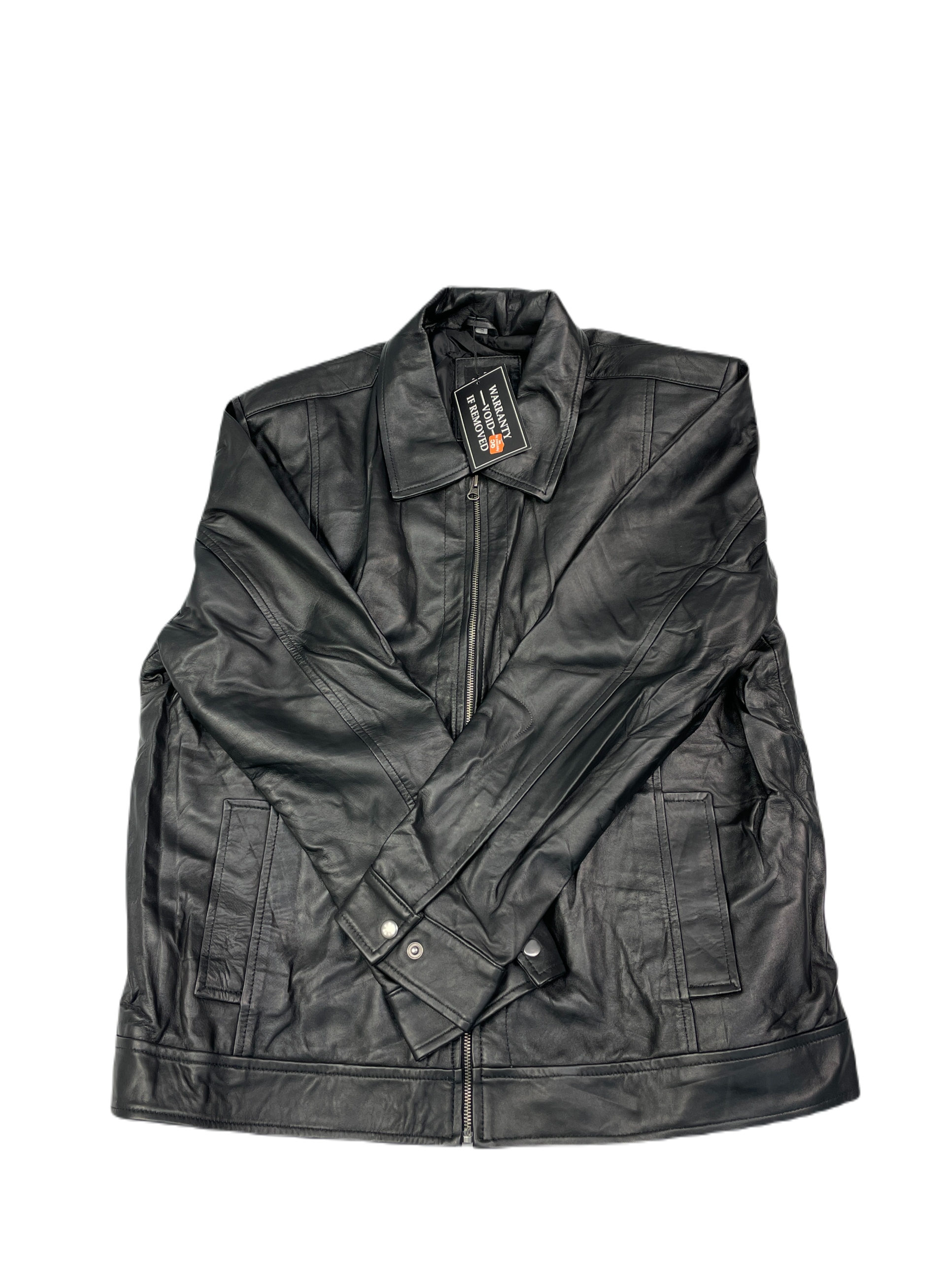 Černá kožená pánská bunda Real Leather XXXL