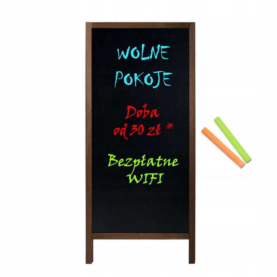 POTYKACZ STOJAK REKLAMOWY KREDOWY DWUSTRONNY DREWNO BRĄZ XXL GRATIS 170x72