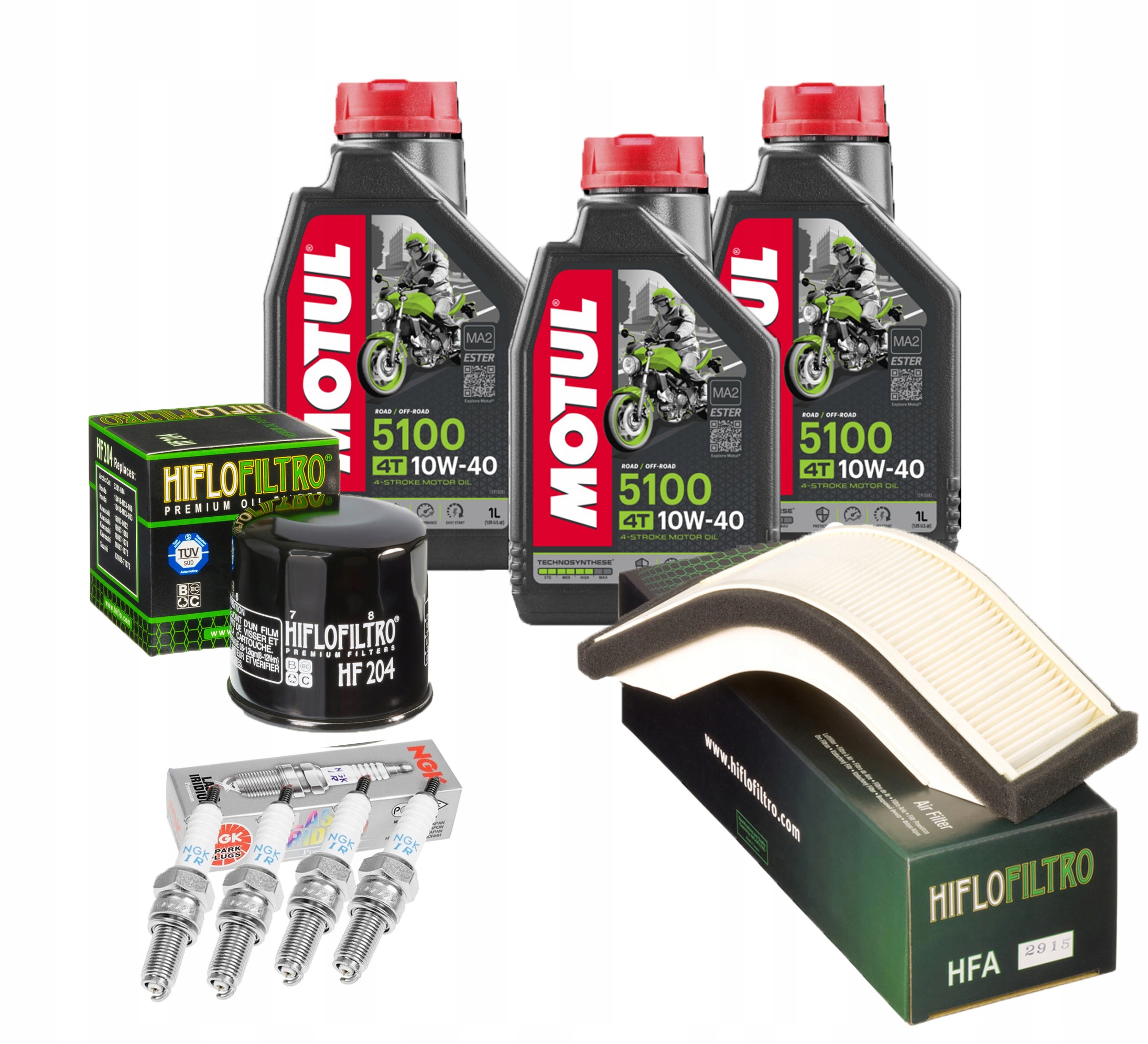 Olej Motul 5100 KAWASAKI ZX10R 04-05 Filtry Świece