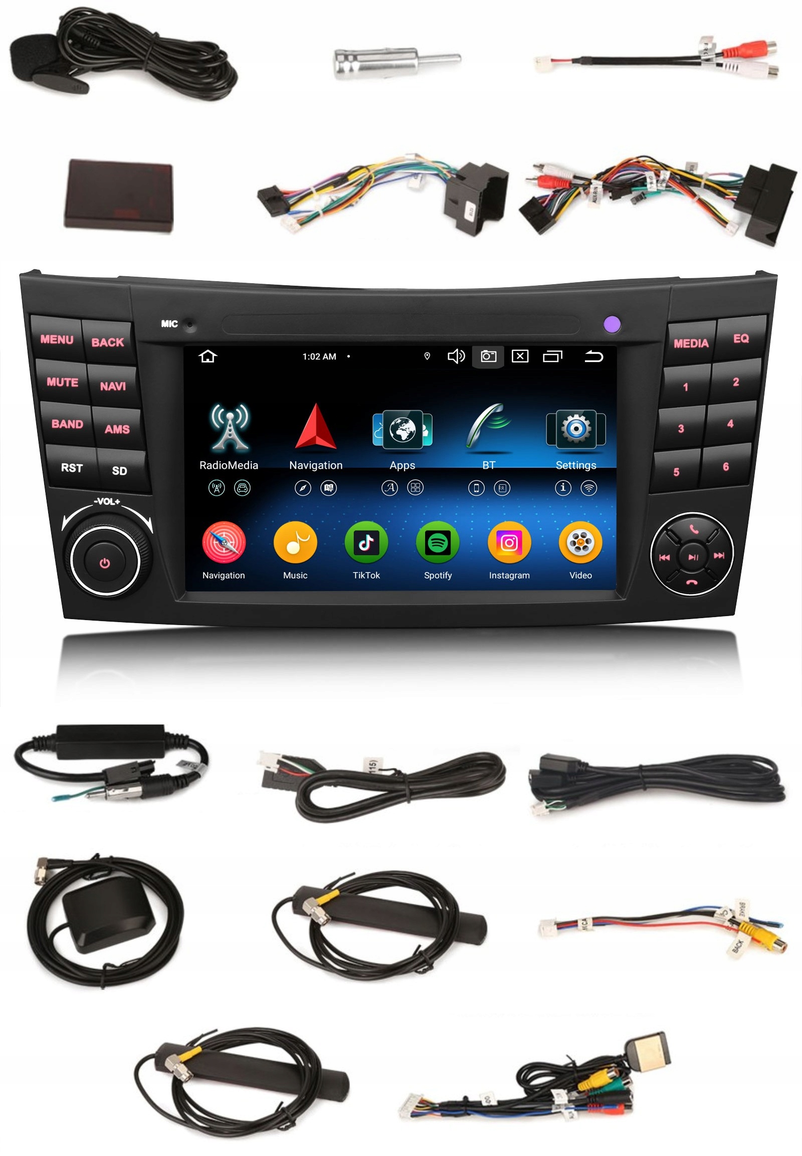Rádio 2DIN Navigace Android Mercedes E W211 W219 4/64 Gb Dsp Carplay Lte