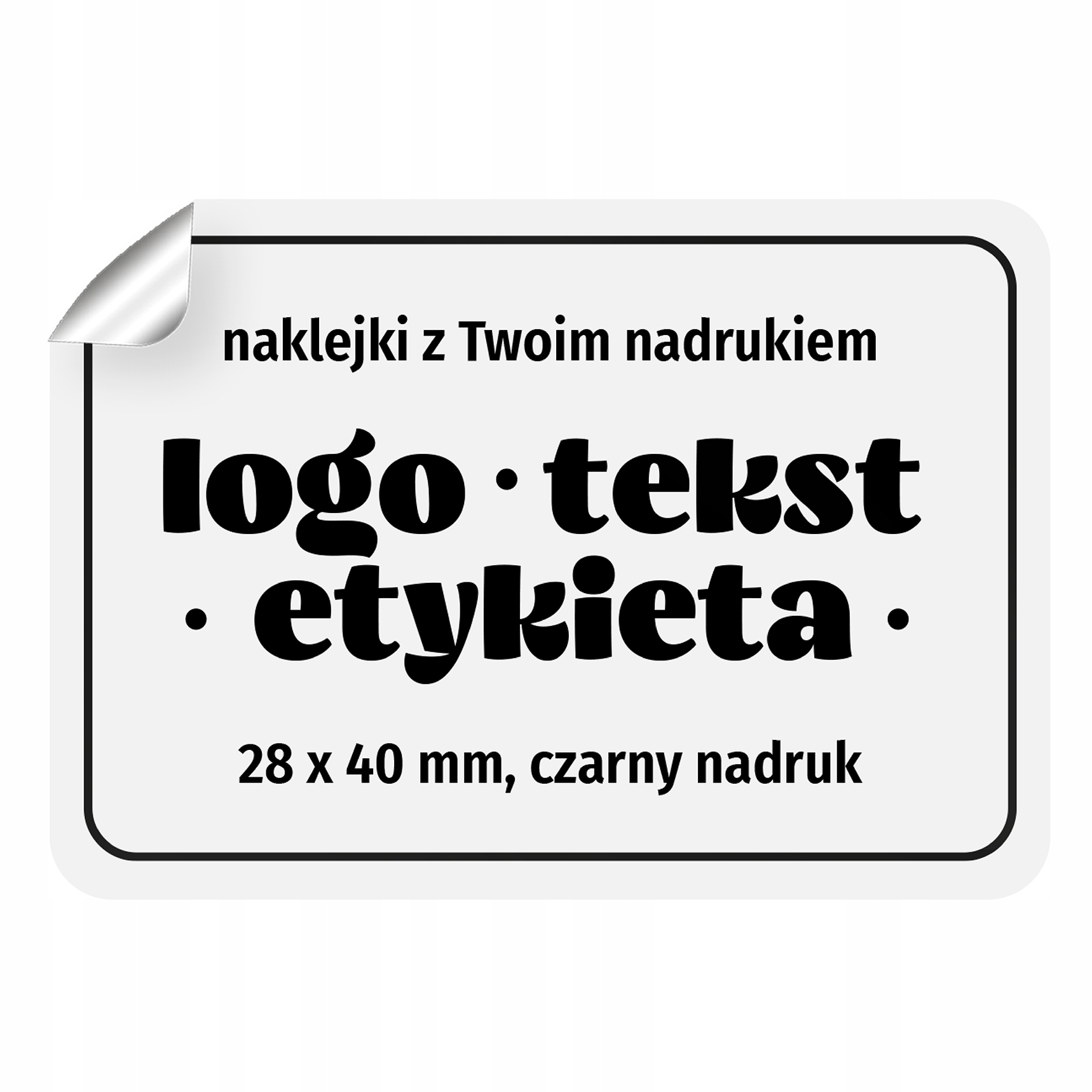 Naklejki Etykiety 40x30 mm Czarny Nadruk Logo Twój Test Kod QR Projekt