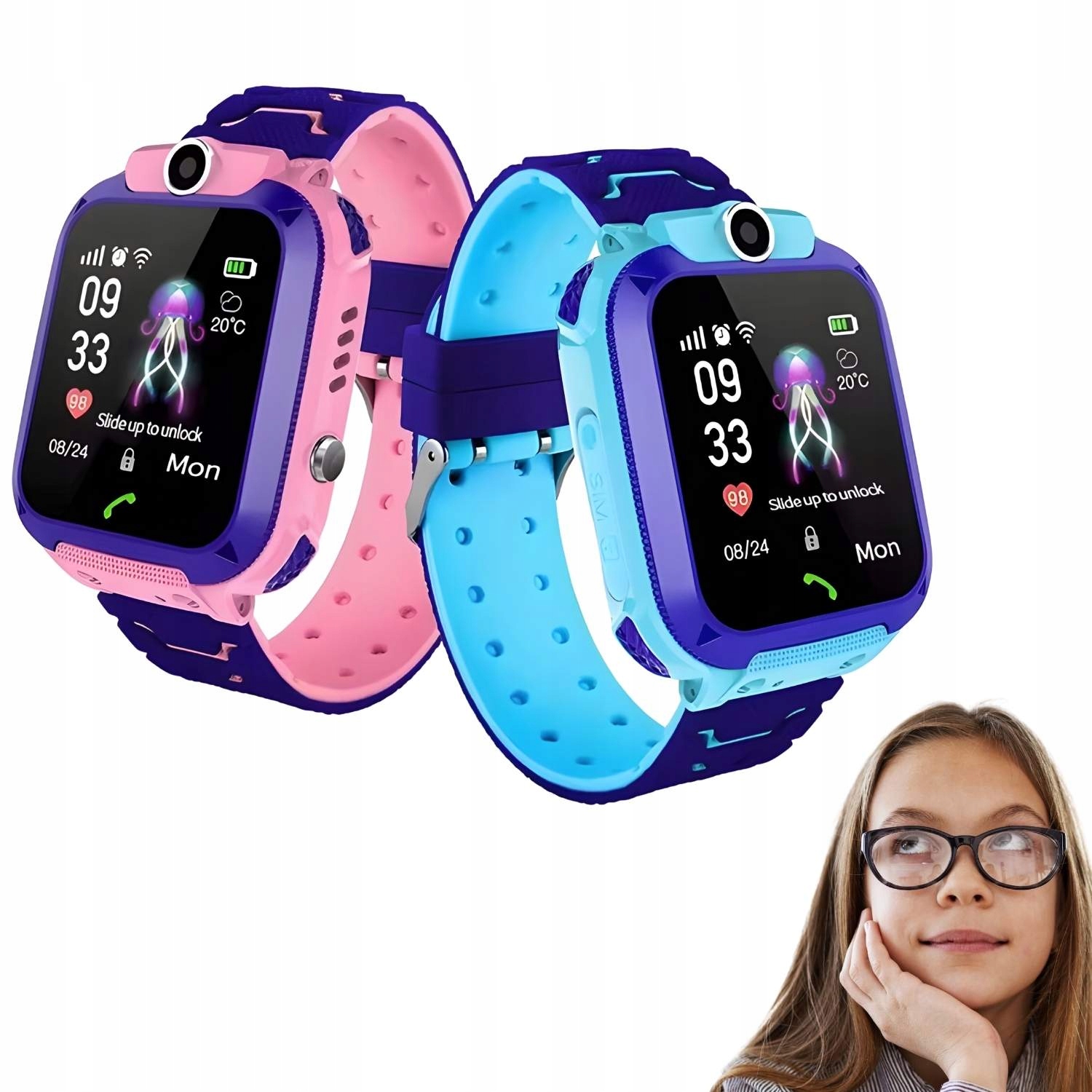 Chytré Hodinky pro děti, sportovní hodinky, dárek, voděodolné, Q12, modré