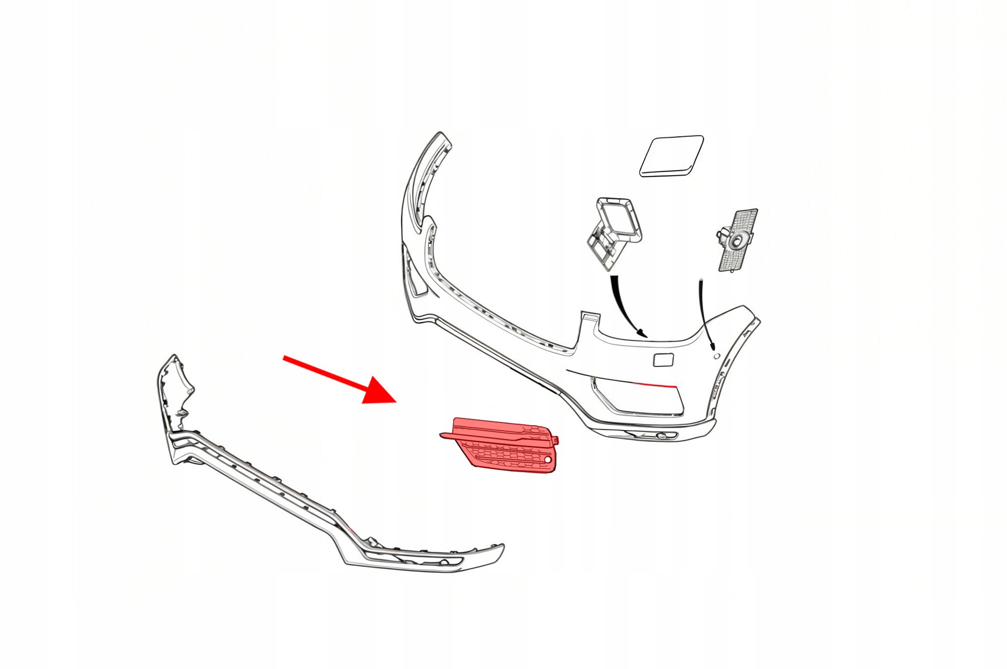VOLVO XC90 2015- ATRAPA KRATKA ZDERZAKA LEWA CHROM Z OTWOREM NA PDC NOWA Producent części AutoDor