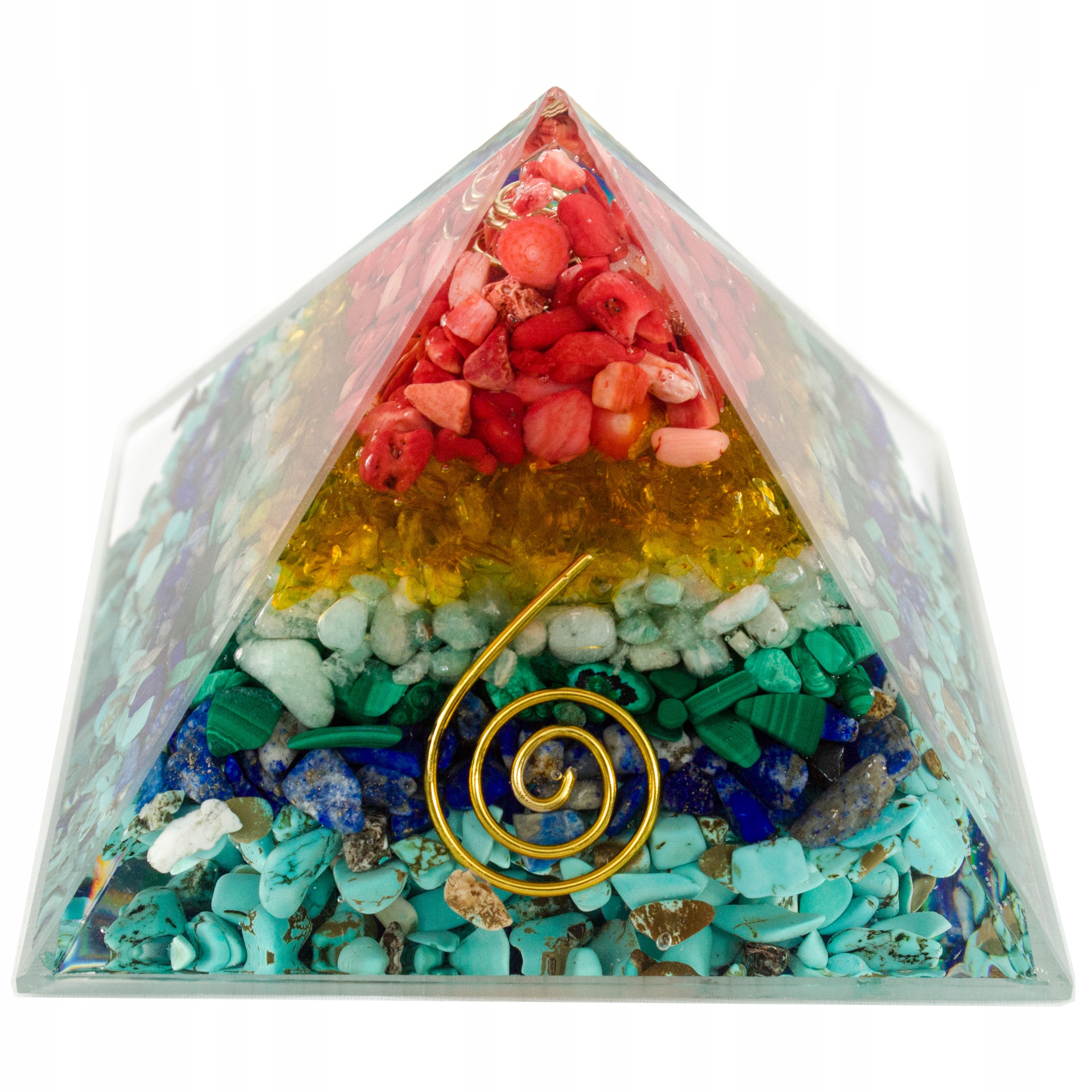 Pyramida Orgonit Korál Citron Amazonit Malachit Lazurit Tyrkysová Měď 7*5cm