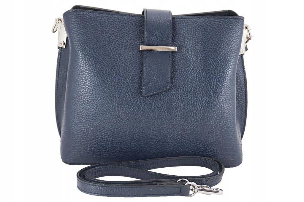 Módní kabelka kufřík z přírodní kůže, barva tmavě modrá