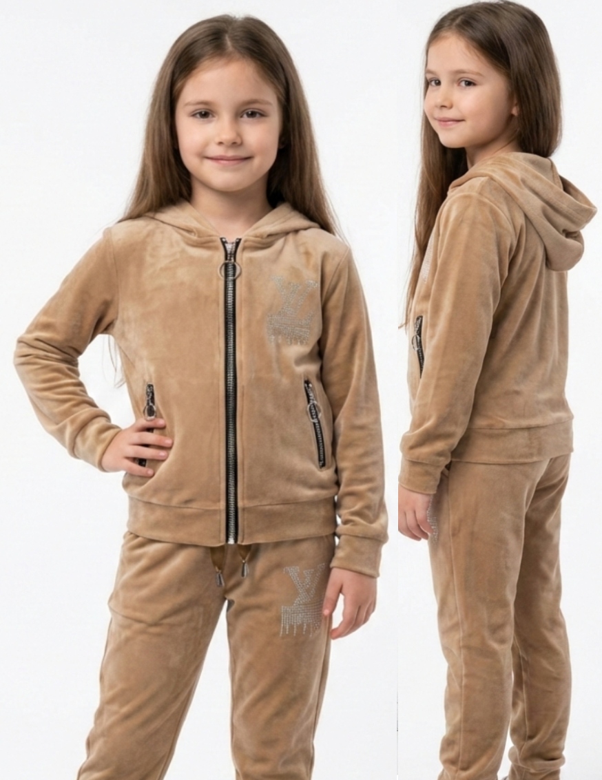 Dres sportowy dziewczęcy 122 bluza spodnie Komplet welur welurowy