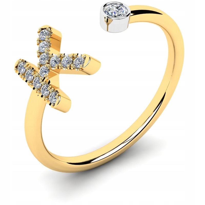 

Pierścionek Złoty Literka K Z Cyrkoniami