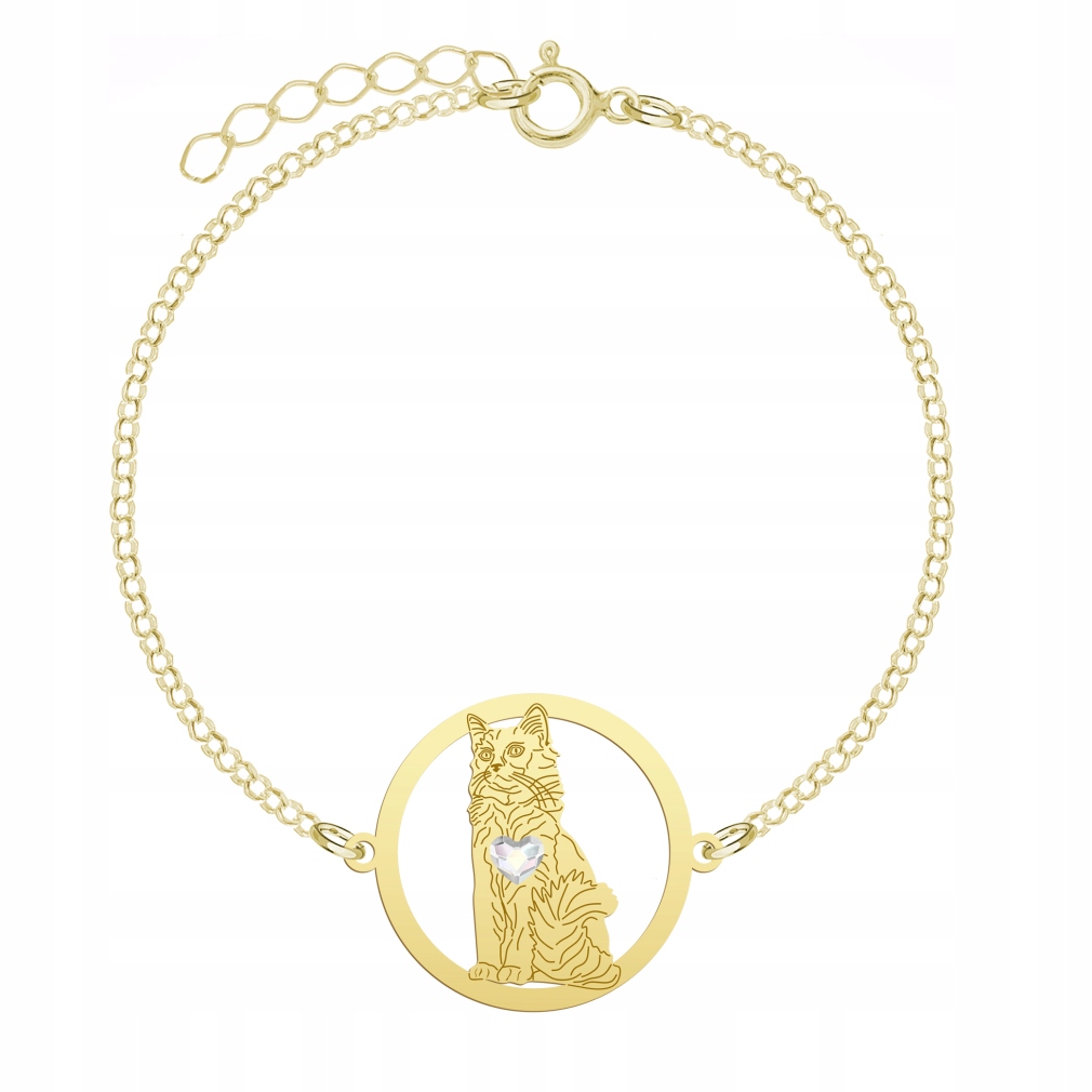 Zlatý náramek s kočkou Aphrodite Cat 925 Dárek Šperky Gravírování Bonus