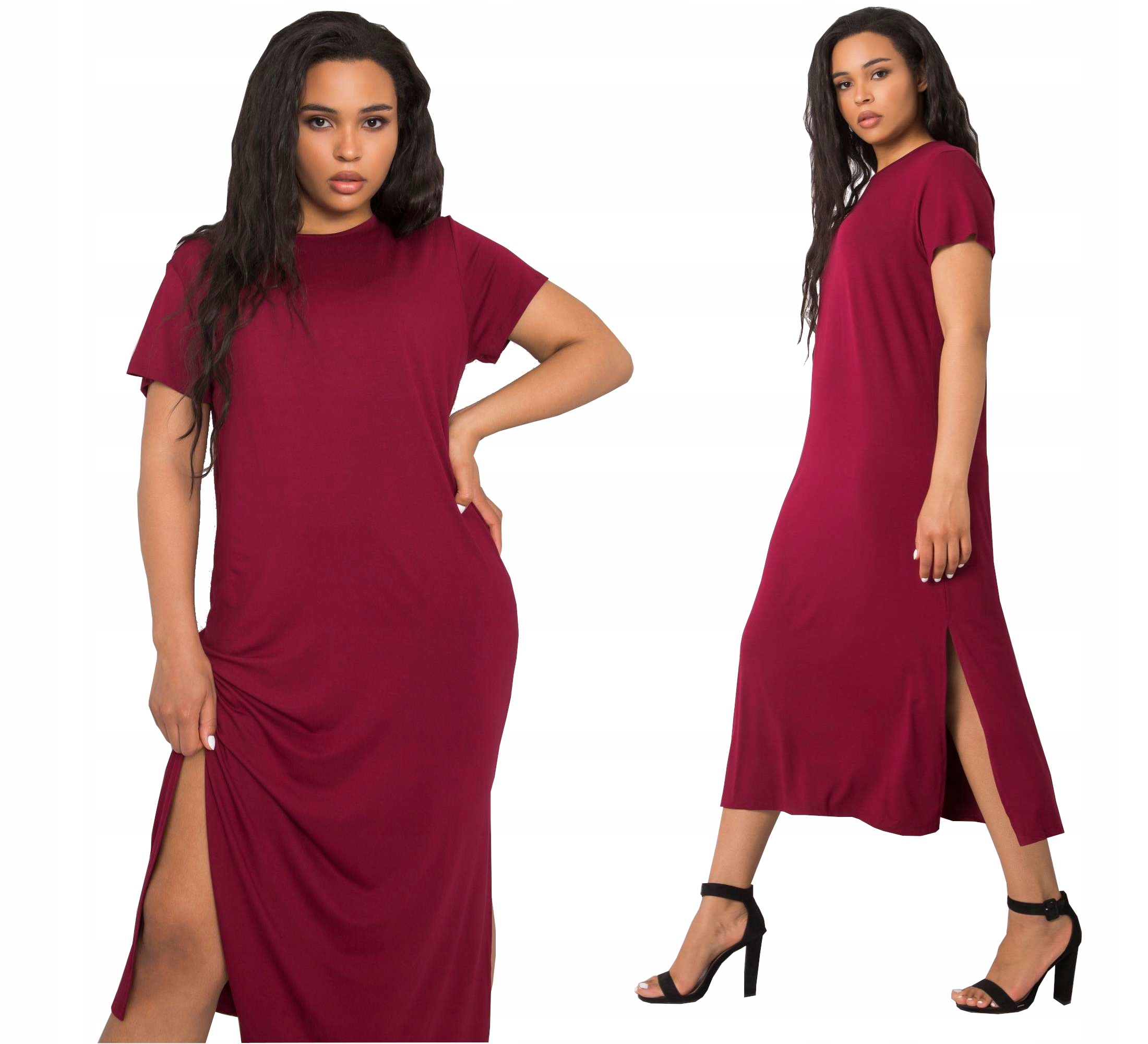 

Sukienka tunika Plus Size długa Lato bordo XL