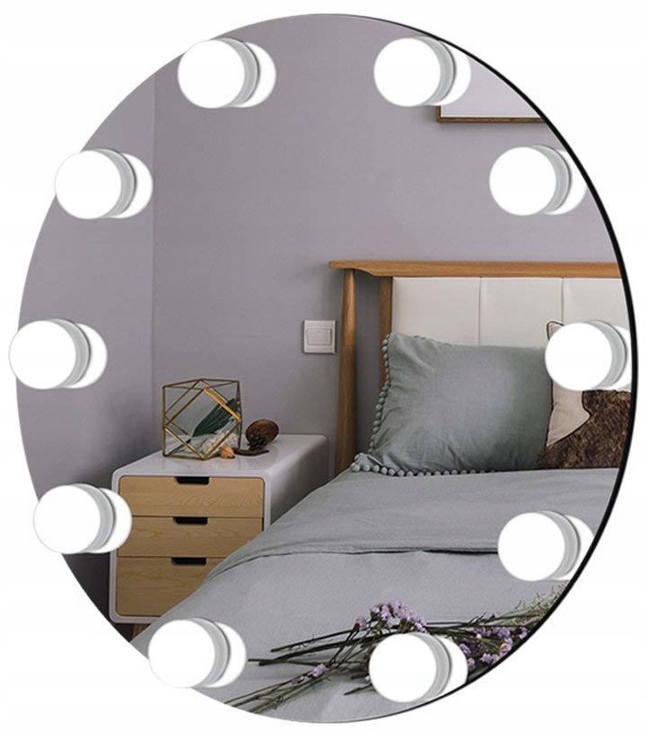 LAMPKI ŚWIATEŁKA LED NA LUSTRO DO TOALETKI MAKIJAŻ REGULACJA BARWY JASNOŚCI Długość 4 m