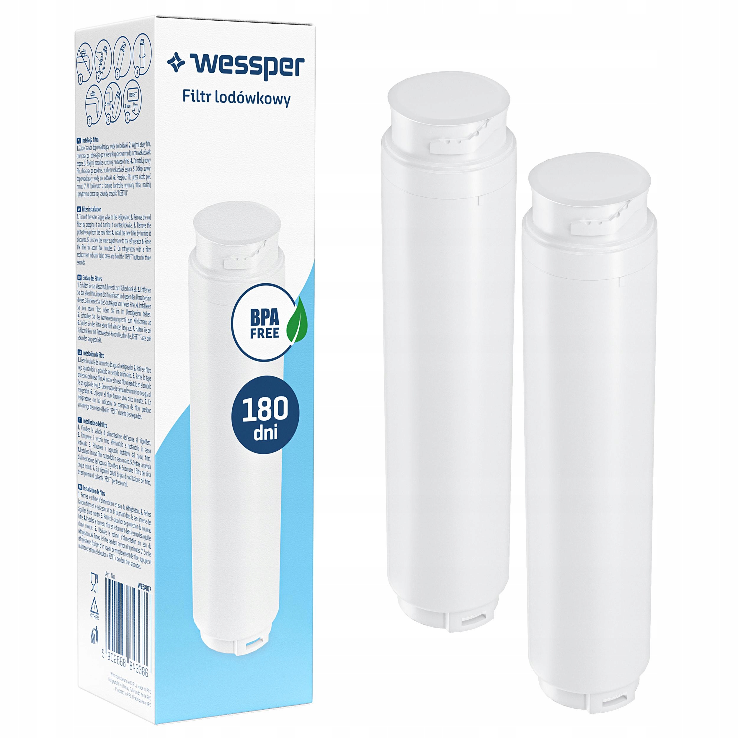 2x Filtr wody Wessper do lodówki Neff Gaggenau zamiennik Bosch 644845