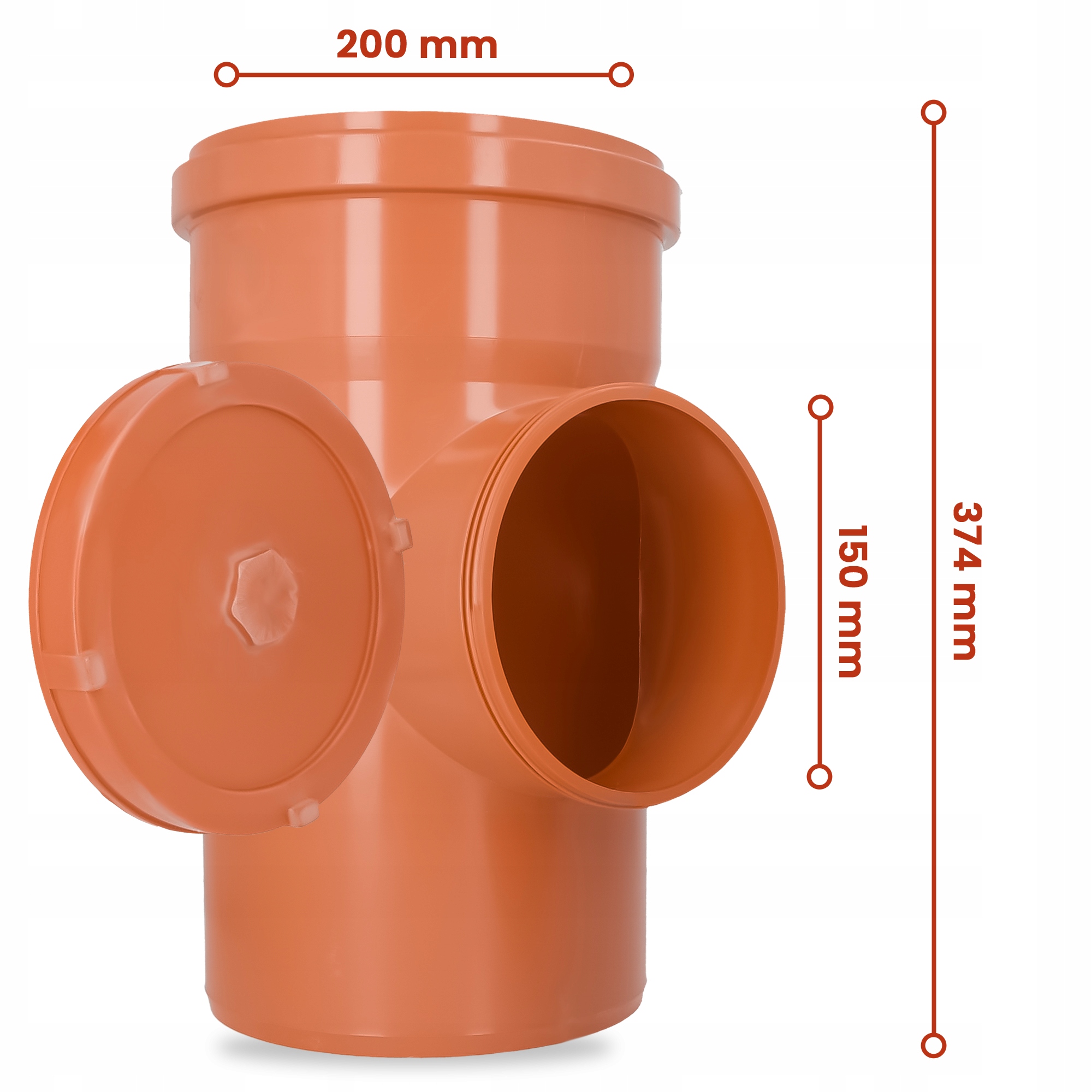 CZYSZCZAK RYNNOWY Rewizja Rury Spustowej Rynny 200 mm ZAŚLEPKA Pomarańczowy Kolor ceglany