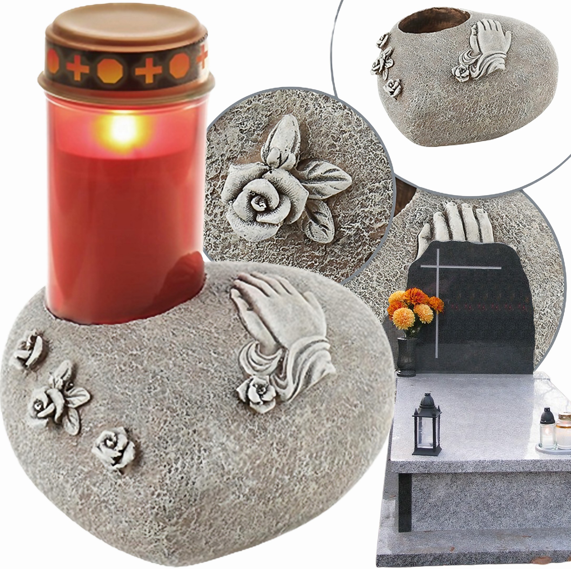 DEKORACJA DO ZNICZ LED LAMPKA NA GRÓB WSZYSTKICH ŚWIĘTYCH 24H CMENTARZ 24H