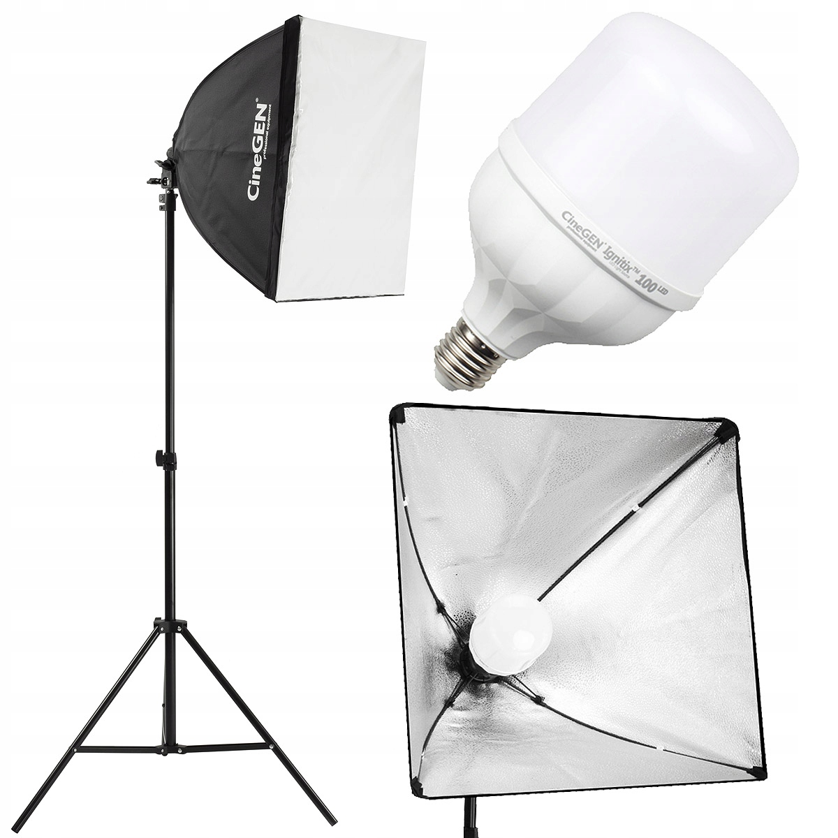 Sada Led Softbox 40x40 cm Stativ Žárovka 100W Eco
