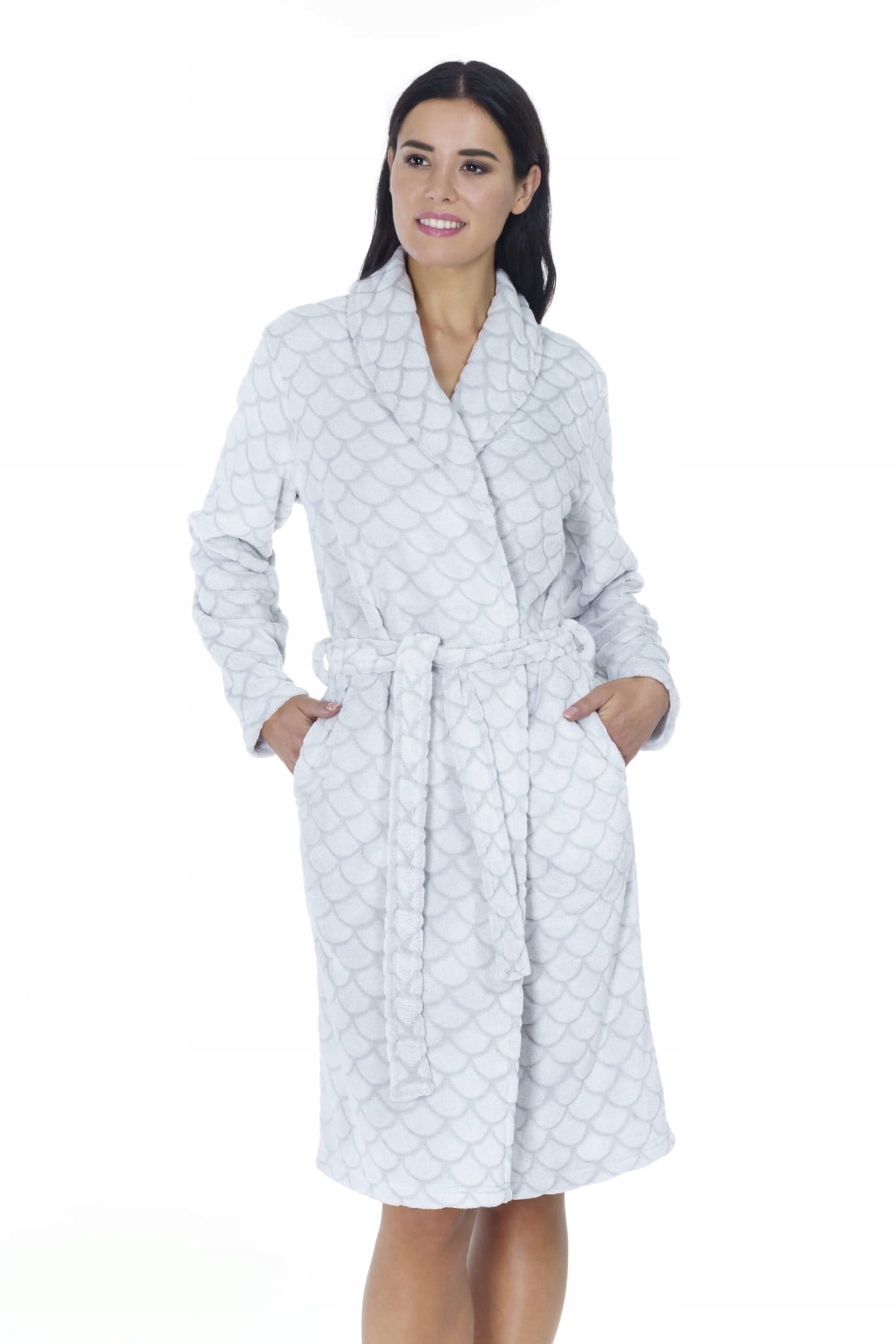 Silný, nadýchaný teplý župan s kapsami, šedý Lauma Celestine 40