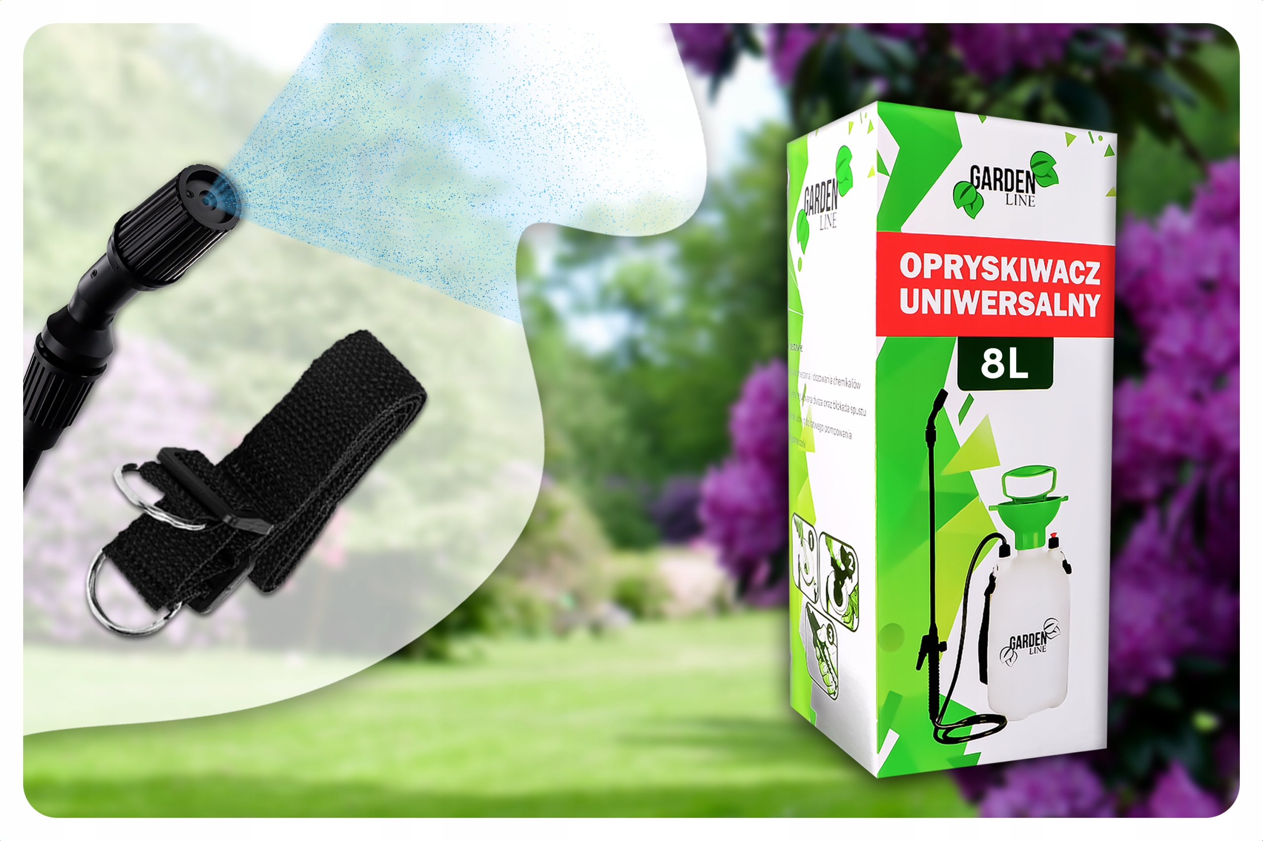 RĘCZNY OPRYSKIWACZ CIŚNIENIOWY DUŻY POJEMNOŚĆ 8L REGULACJA DYSZY LANCA Marka inna