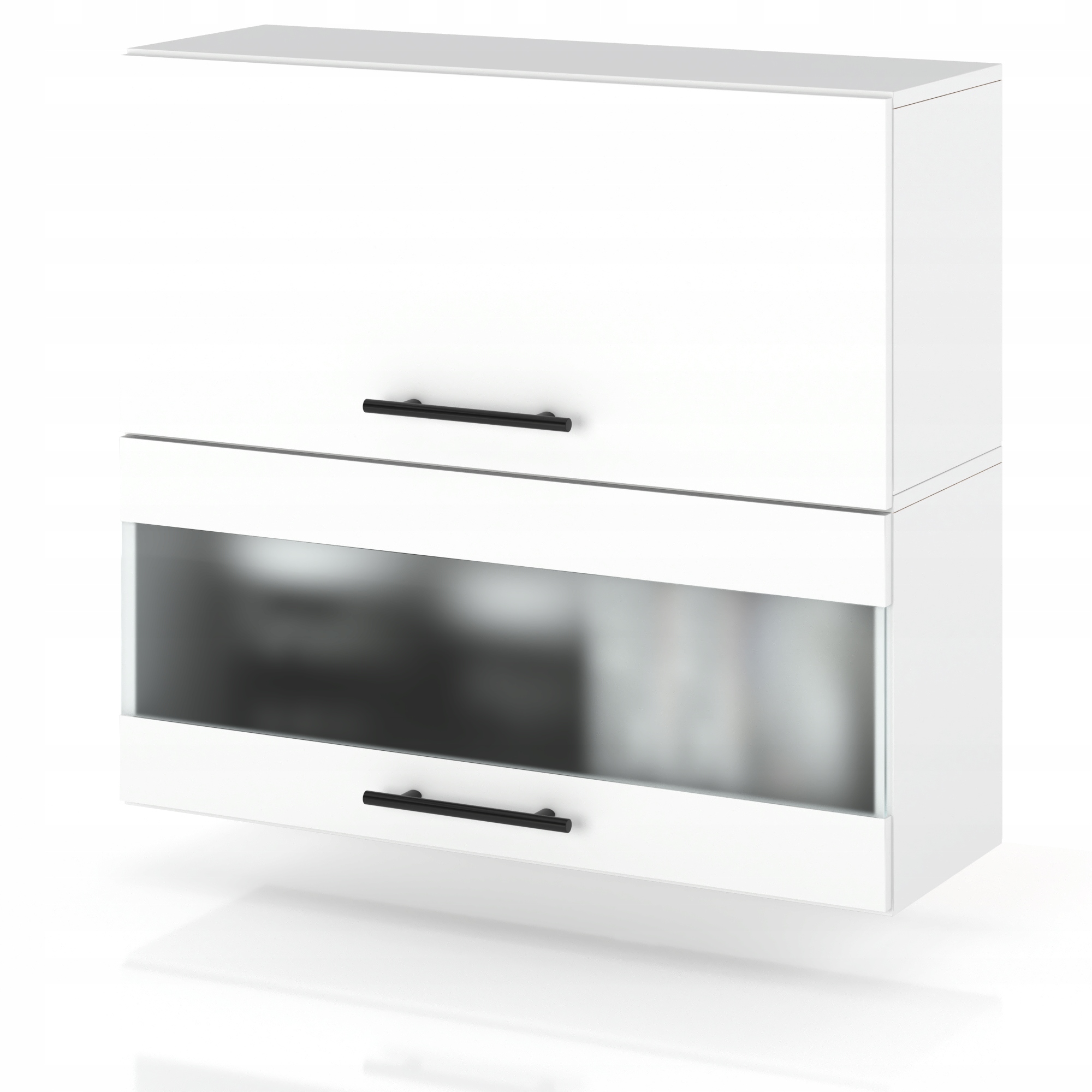 SZAFKA KUCHENNA WISZĄCA GÓRNA KLAPOWA ZE SZKŁEM BIAŁY MAT 80CM