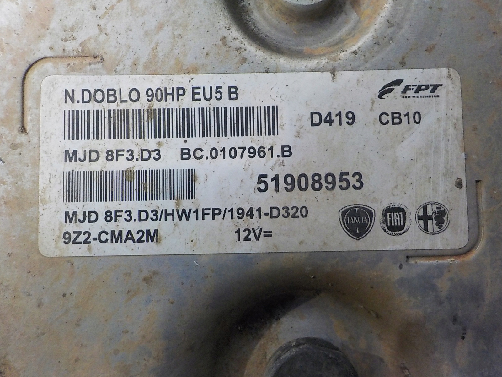 FIAT DOBLO II computer control unit 51908953 MJD8F3.D3 D419