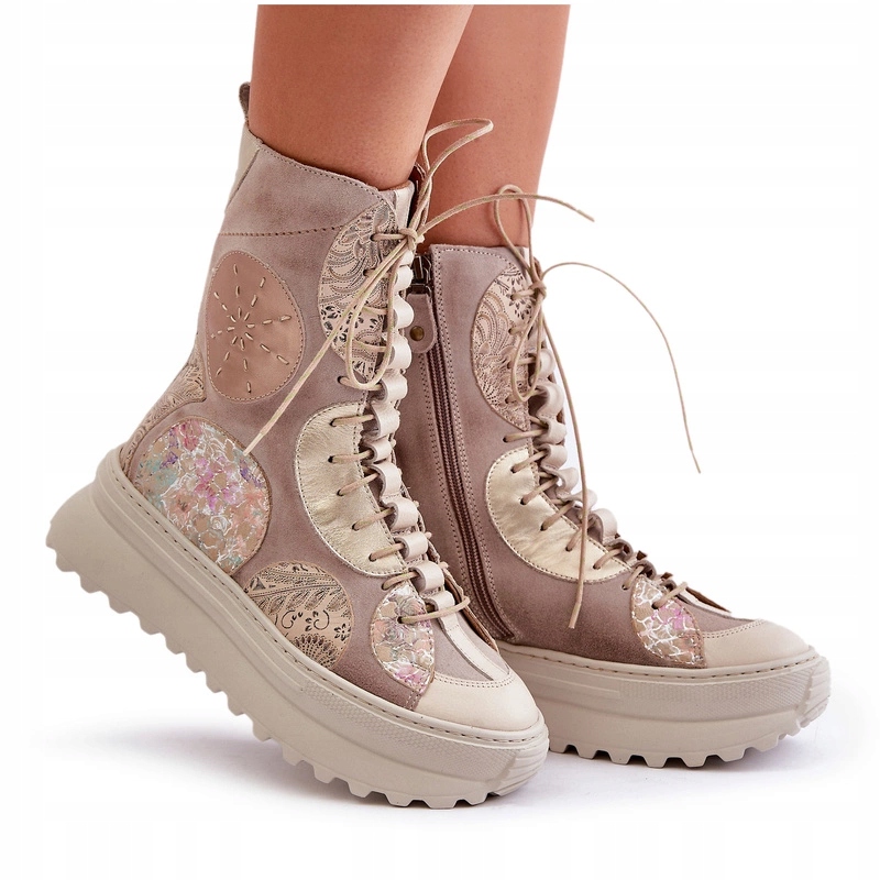 Kotníkové Boty Na Platformě Zateplené Maciejka 06565-04 Béžové 37