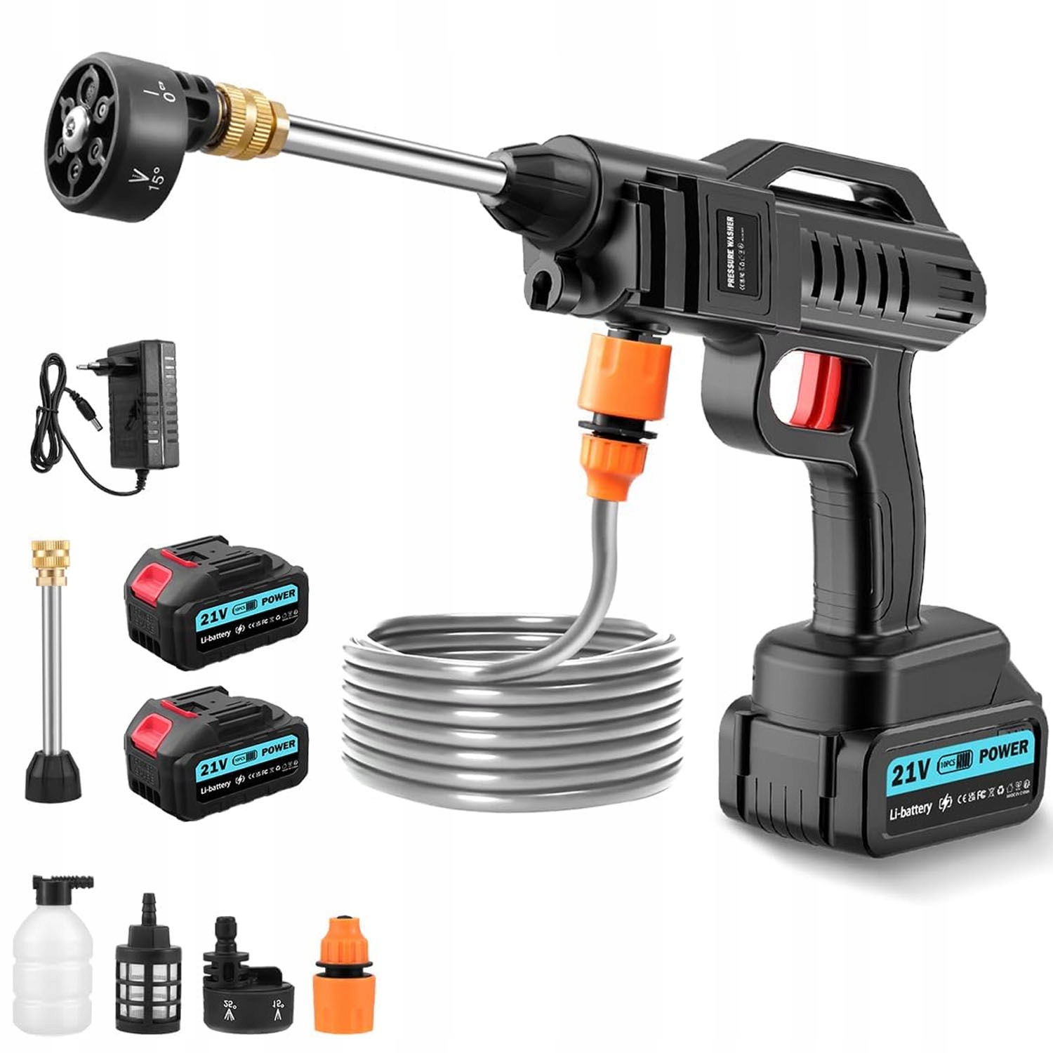Akumulátorová Tlaková Myčka Na Okna Zahrady, Kostky, 2 Akumulátory, 21 V Bedee