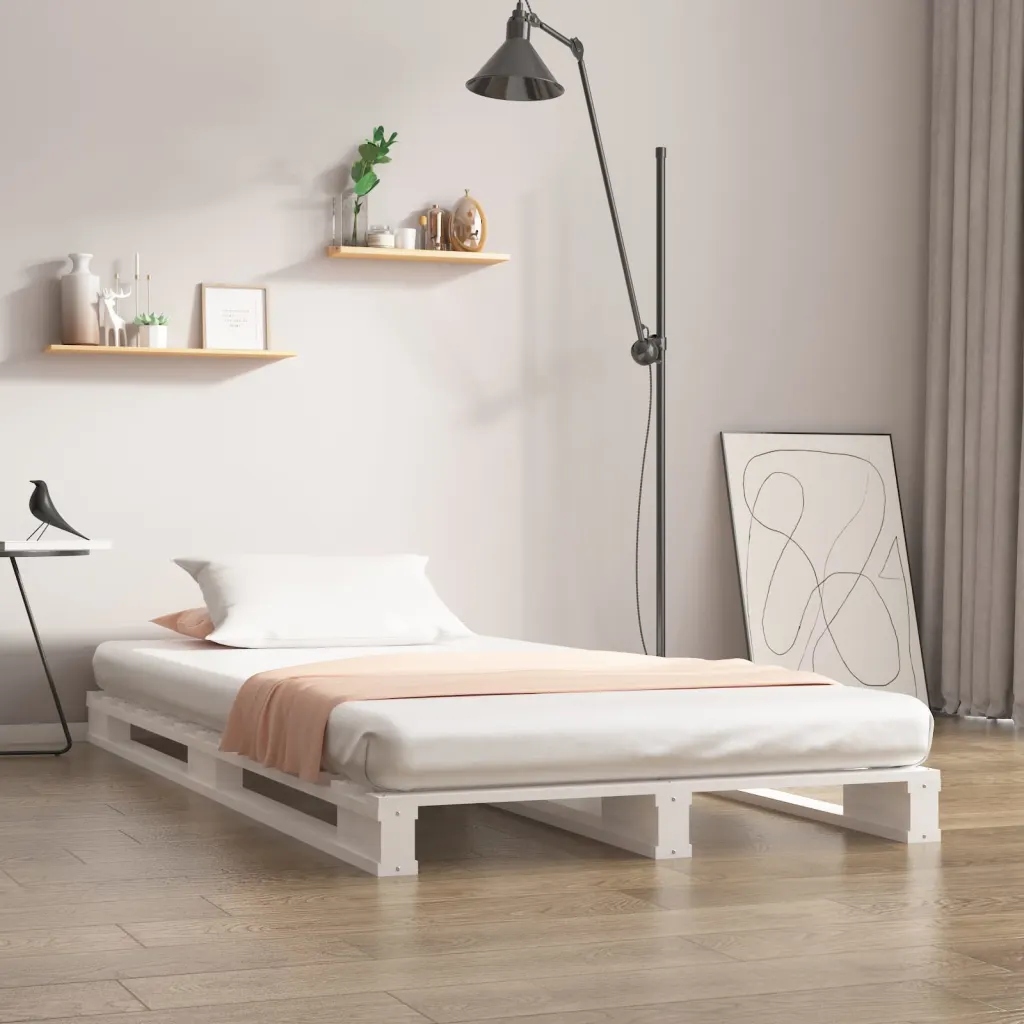 vidaXL Postel z palet bílá 75 x 190 cm masivní borovice Small Single