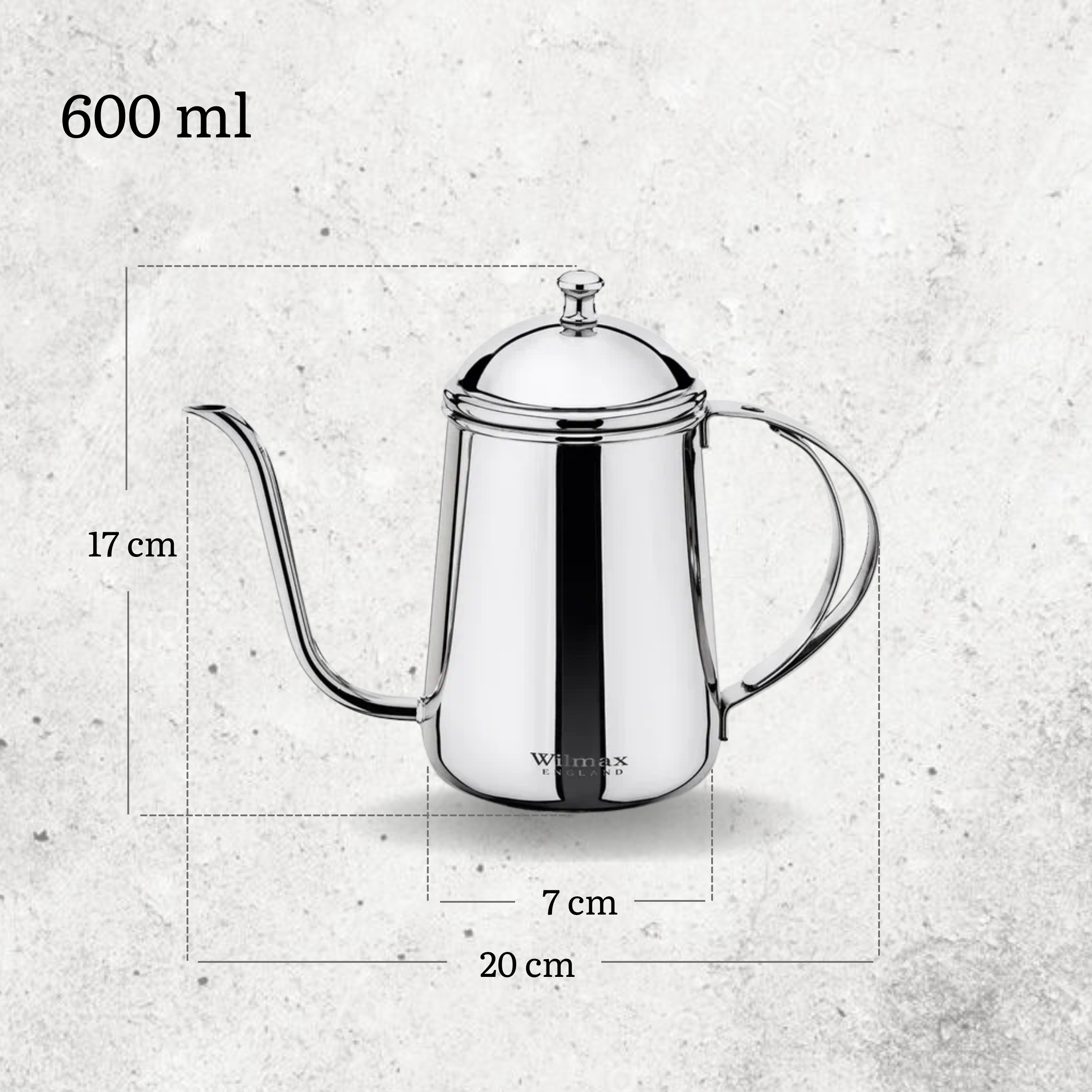 Czajnik kroplowy stalowy Wilmax 600 ml Linia Stainless Steel
