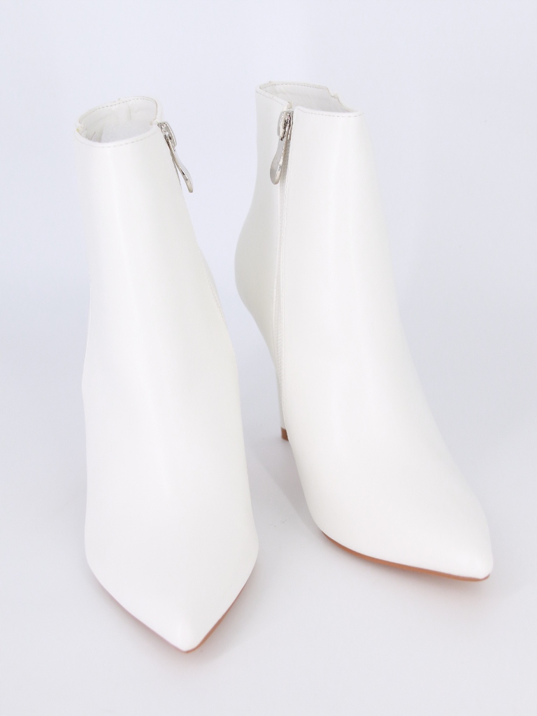 BOTKI W SZPIC SKÓRZANE BUTY DAMSKIE NA SZPILCE BIAŁE NA OBCASIE 41 Rozmiar 41