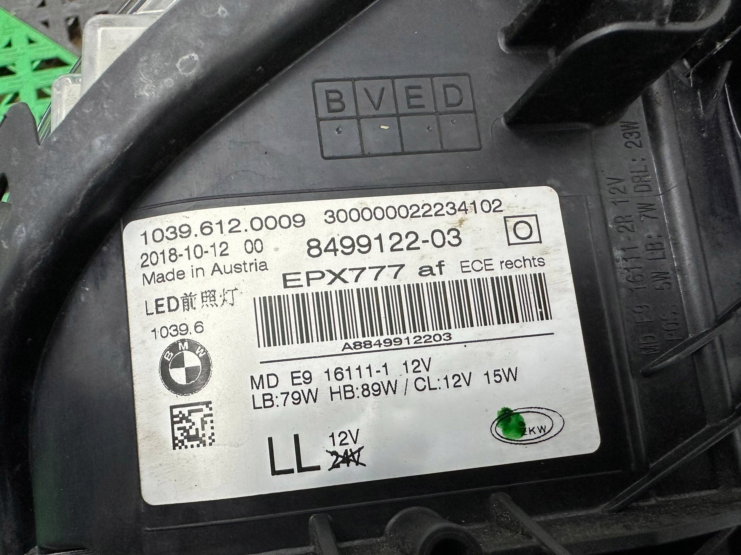 light front side right BMW 5 G30 G31 ADAPTIVE LED 8499122