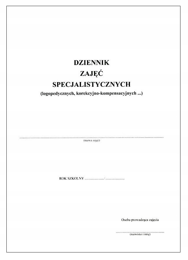 

Dziennik zajęć specjalistycznych A4