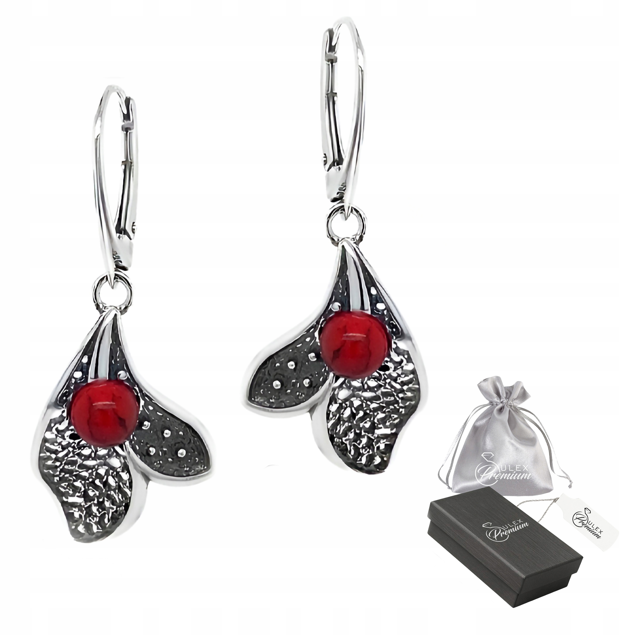 Stříbrné náušnice ryzost 925 Elegantní Náušnice s korálem